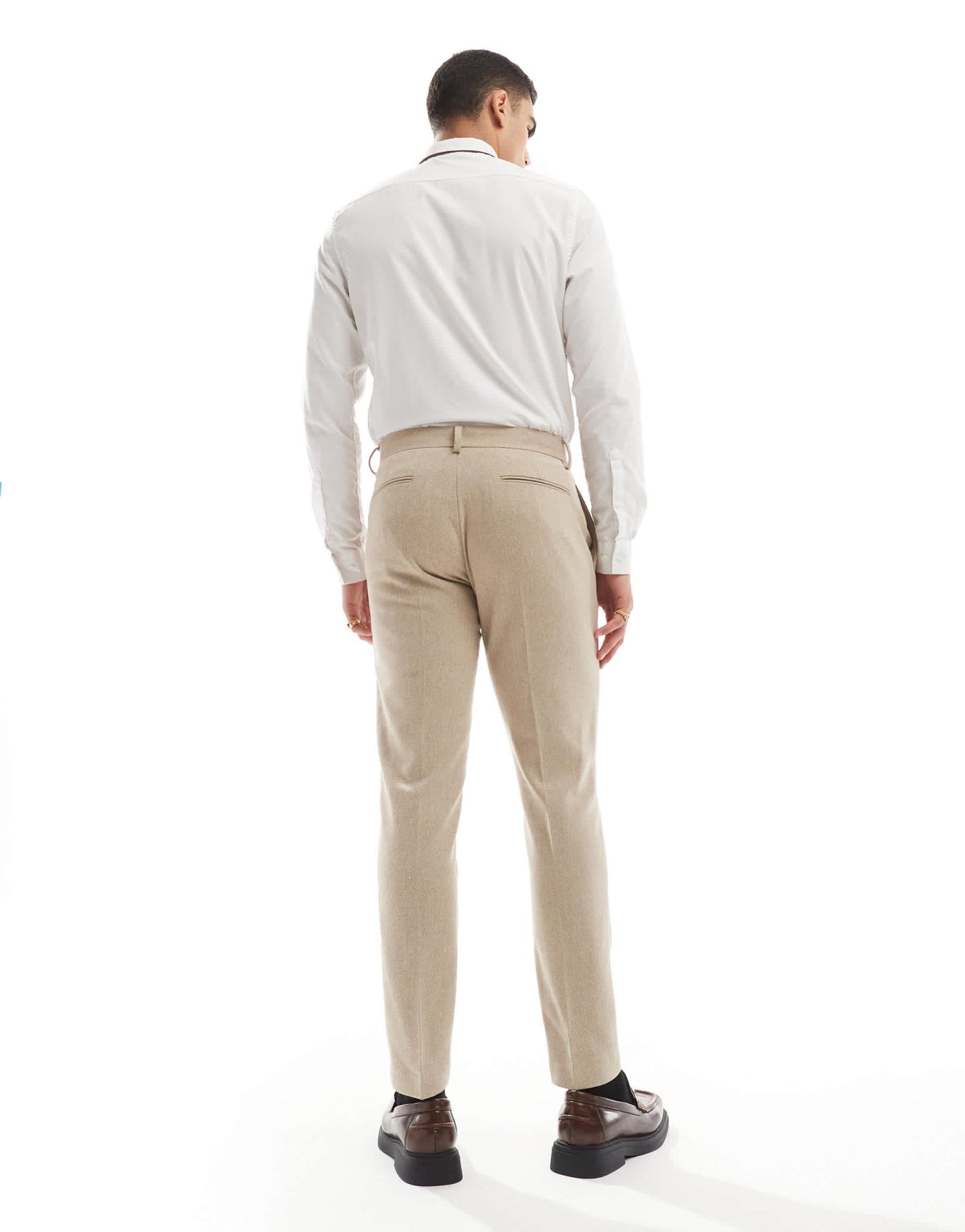 ASOS DESIGN skinny suit trousers with wool in camel barleyweave - ASOS Sample Sale EU Store