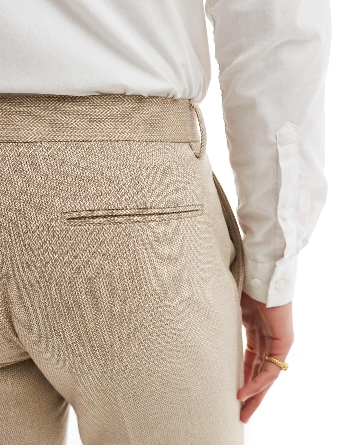 ASOS DESIGN skinny suit trousers with wool in camel barleyweave - ASOS Sample Sale EU Store