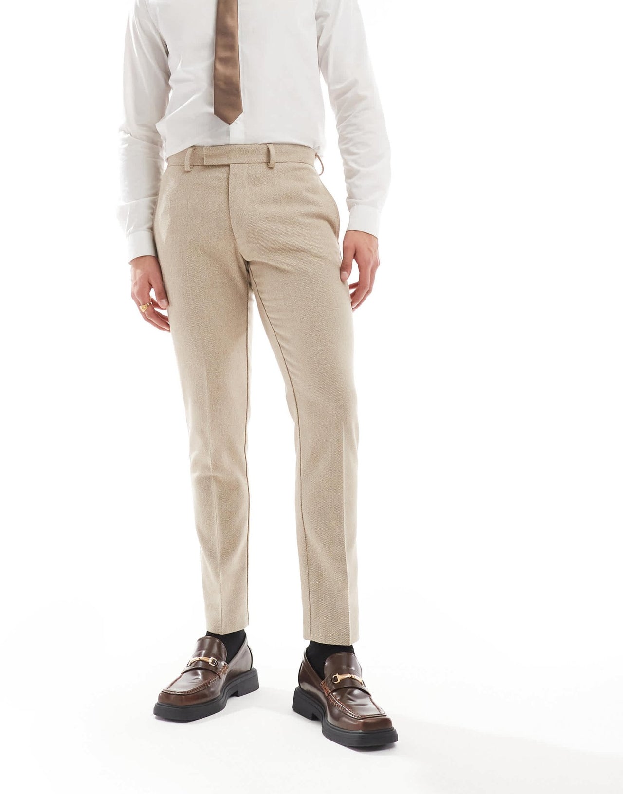 ASOS DESIGN skinny suit trousers with wool in camel barleyweave - ASOS Sample Sale EU Store