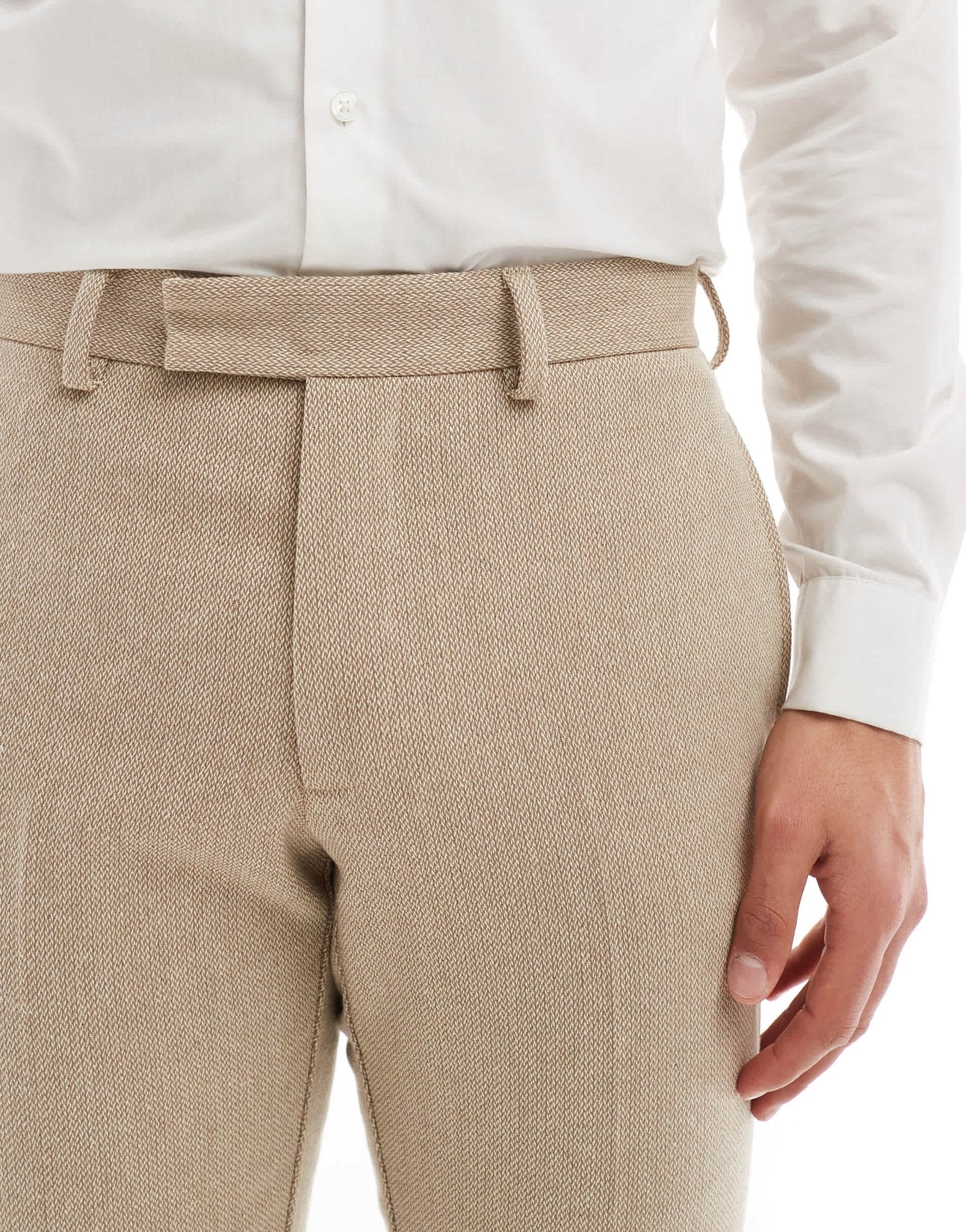 ASOS DESIGN skinny suit trousers with wool in camel barleyweave - ASOS Sample Sale EU Store