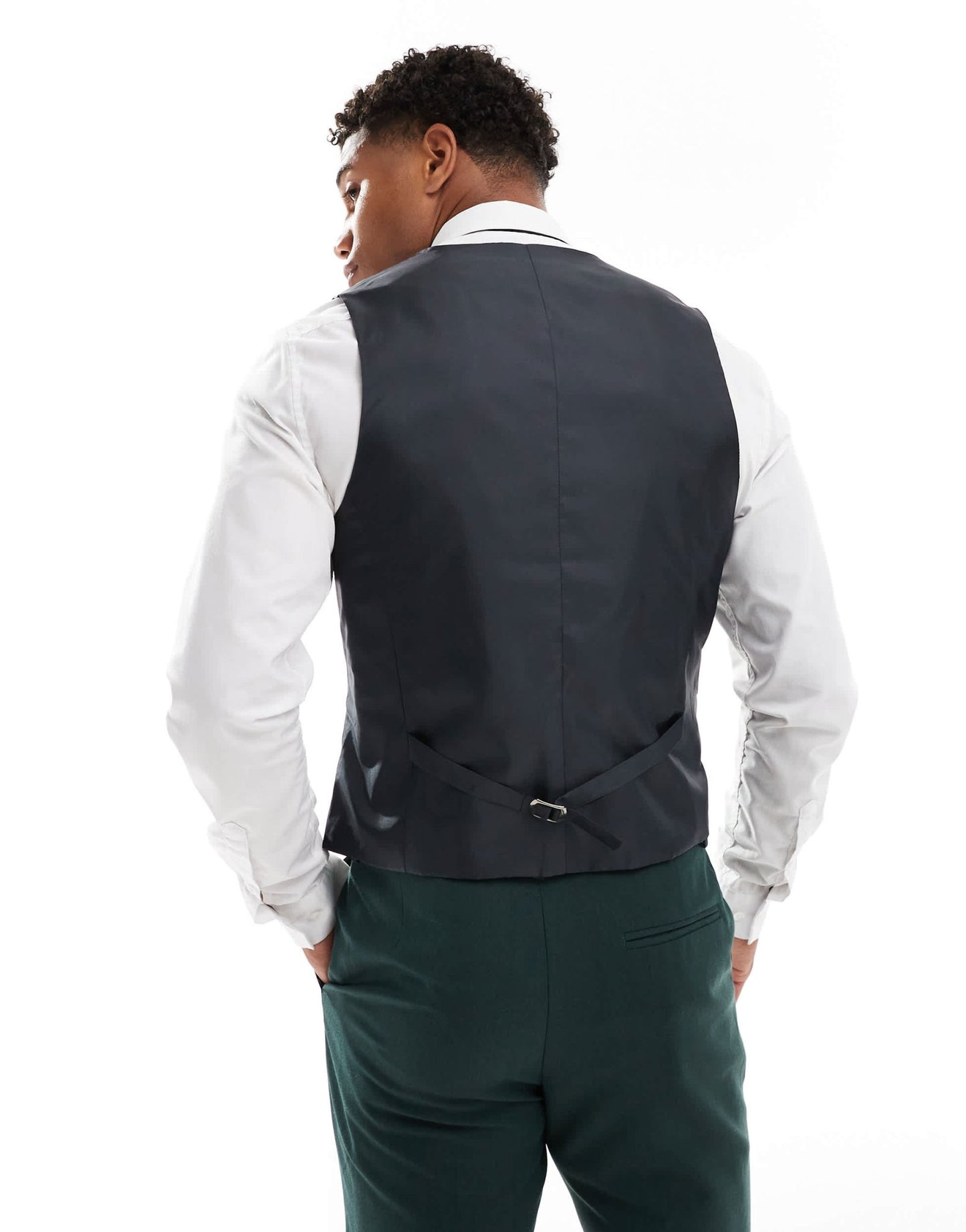 ASOS DESIGN skinny suit waistcoat in dark green herringbone - ASOS Sample Sale EU Store
