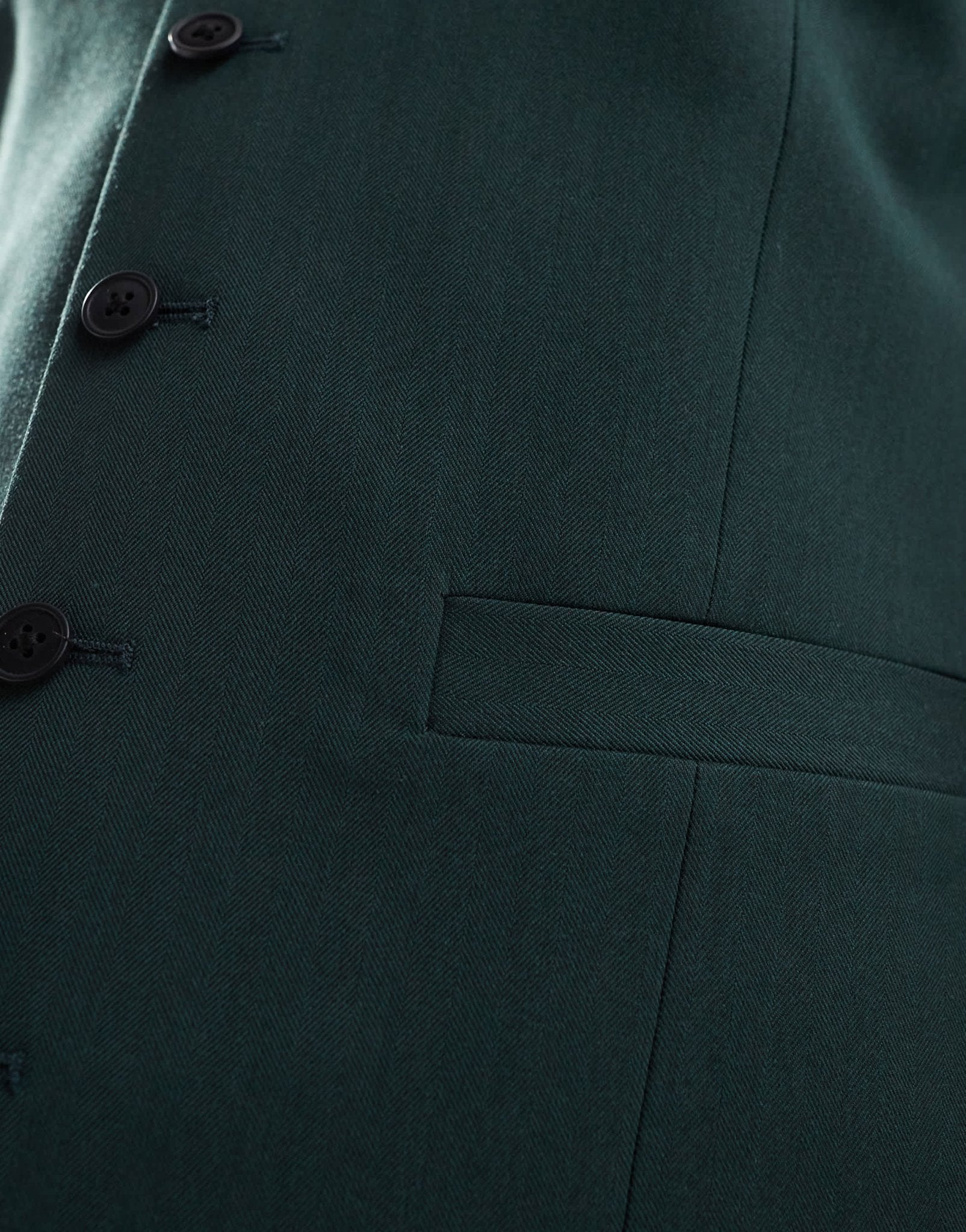 ASOS DESIGN skinny suit waistcoat in dark green herringbone - ASOS Sample Sale EU Store