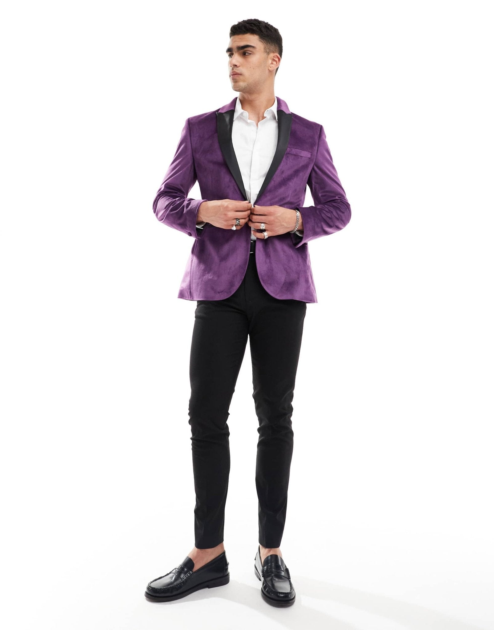 ASOS DESIGN skinny tuxedo suit jacket in purple velvet - ASOS Sample Sale EU Store