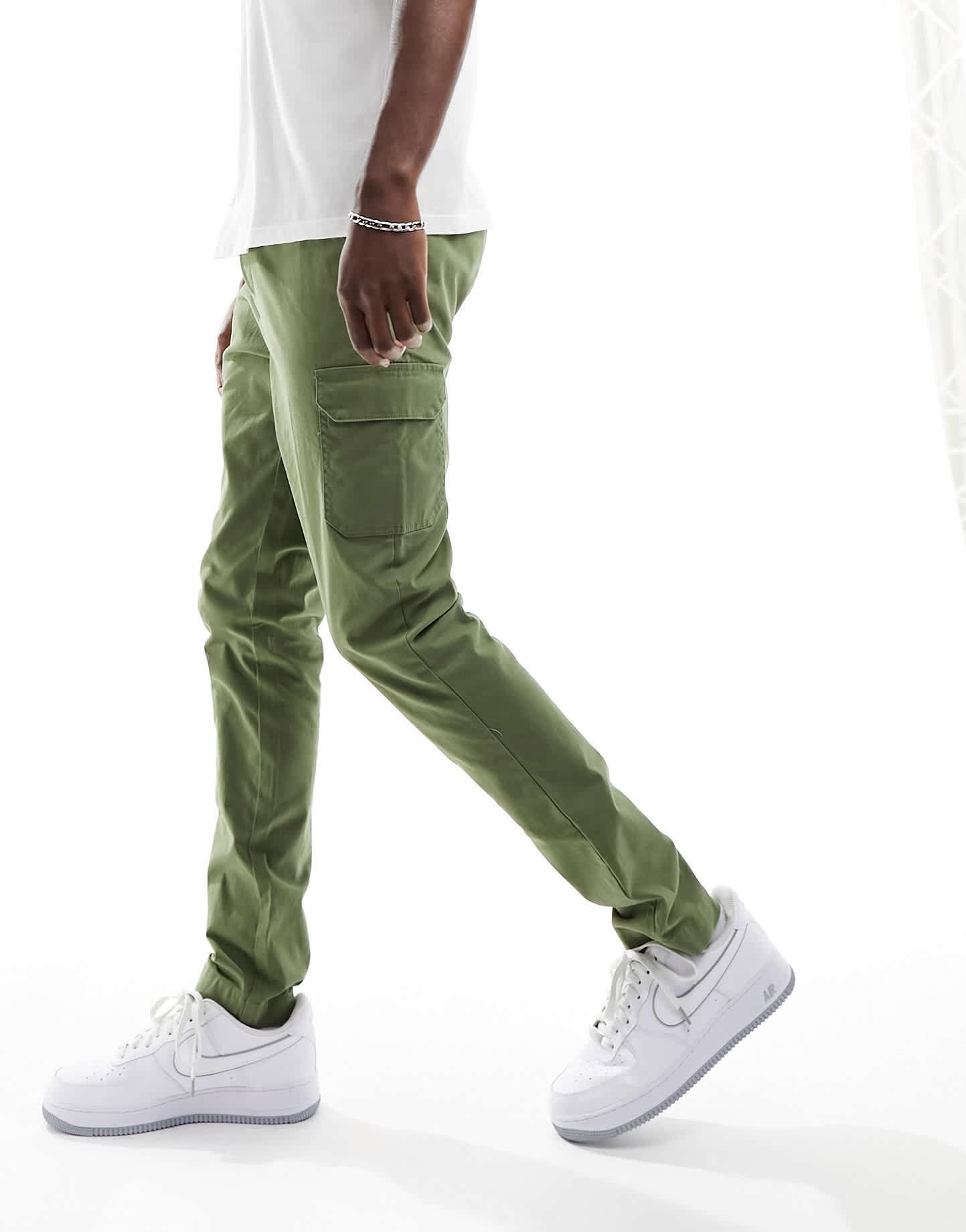 ASOS DESIGN skinny washed cargos in khaki - ASOS Sample Sale EU Store