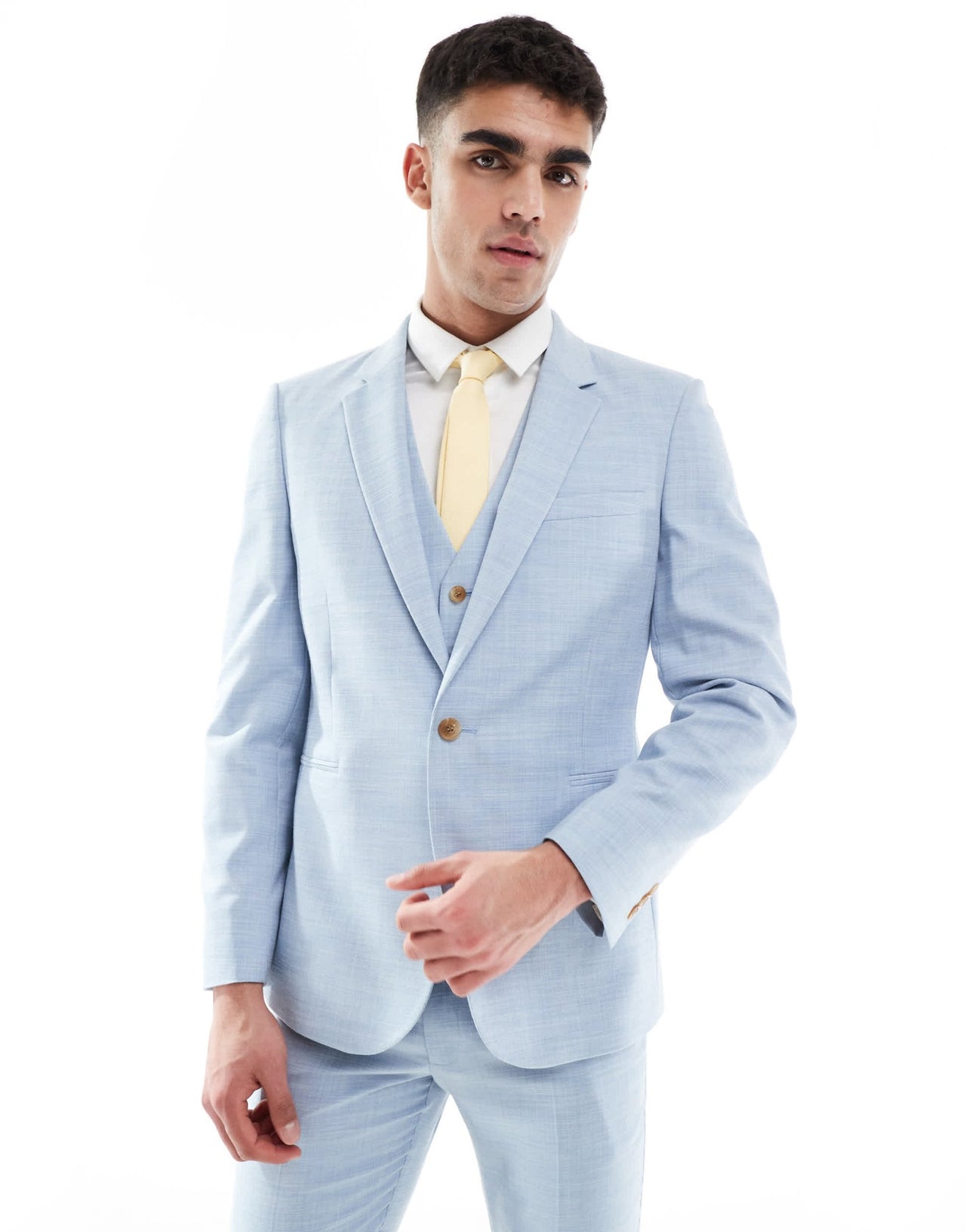 ASOS DESIGN skinny wedding suit jacket in blue texture - ASOS Sample Sale EU Store