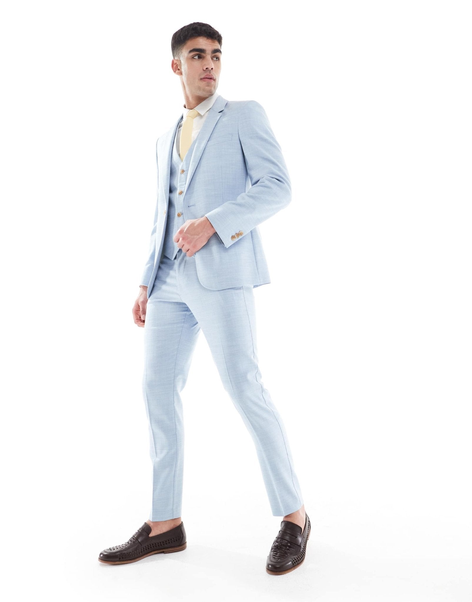 ASOS DESIGN skinny wedding suit jacket in blue texture - ASOS Sample Sale EU Store