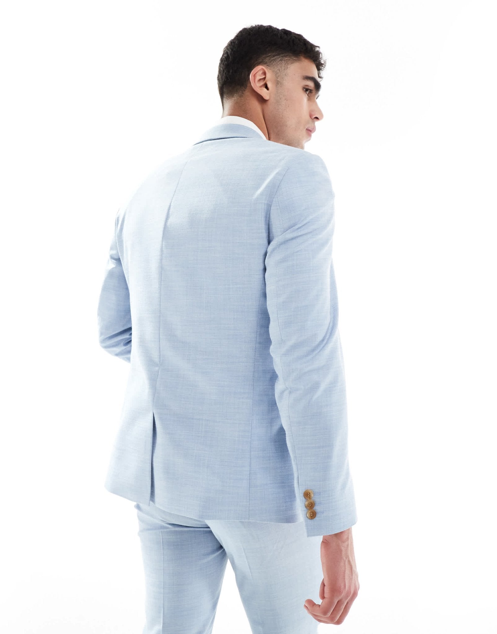 ASOS DESIGN skinny wedding suit jacket in blue texture - ASOS Sample Sale EU Store