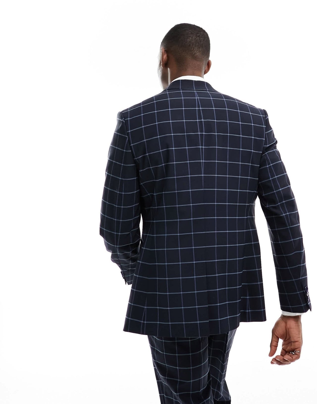 ASOS DESIGN skinny windowpane check suit jacket in navy - ASOS Sample Sale EU Store