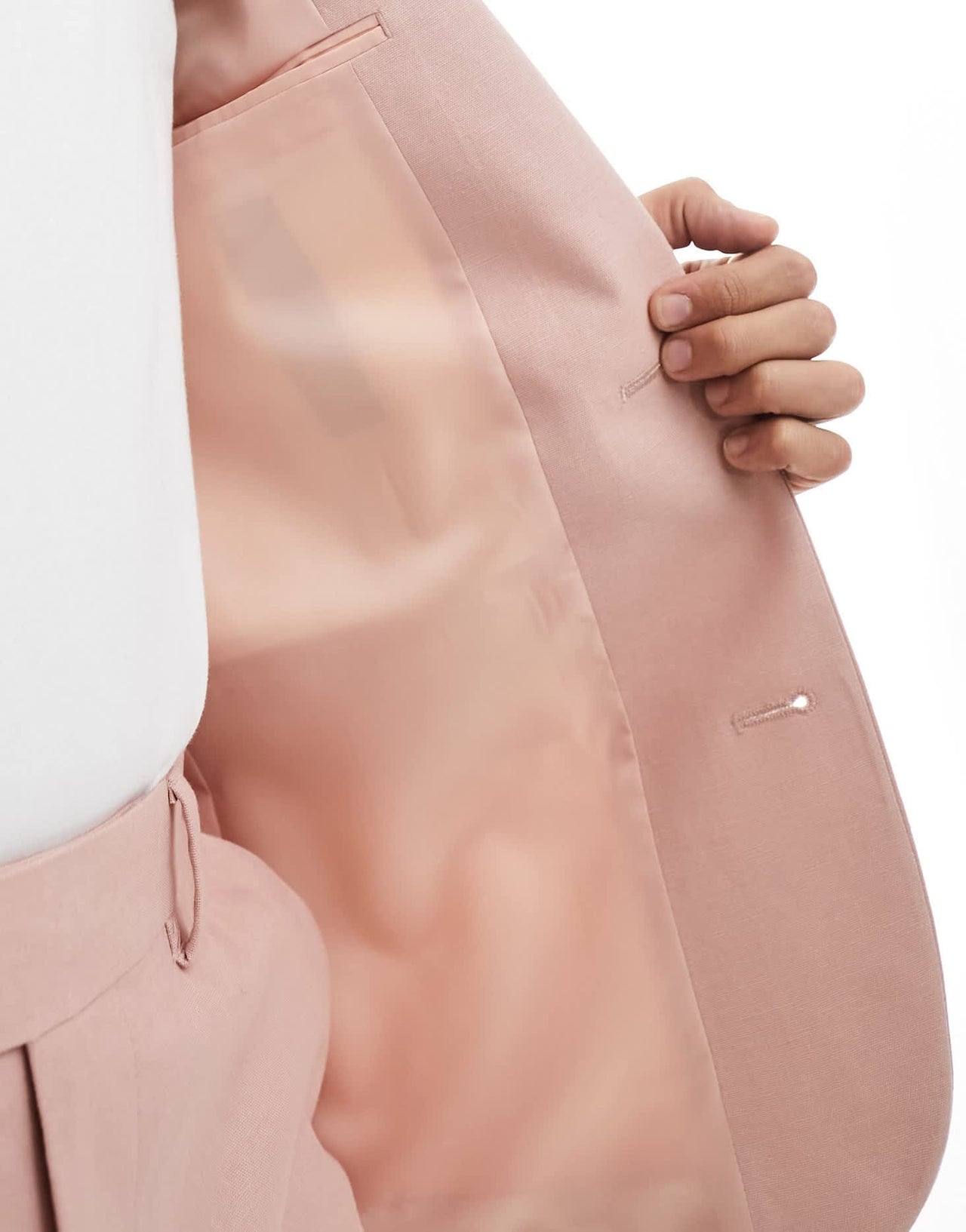 ASOS DESIGN skinny with linen suit jacket in pink - ASOS Sample Sale EU Store