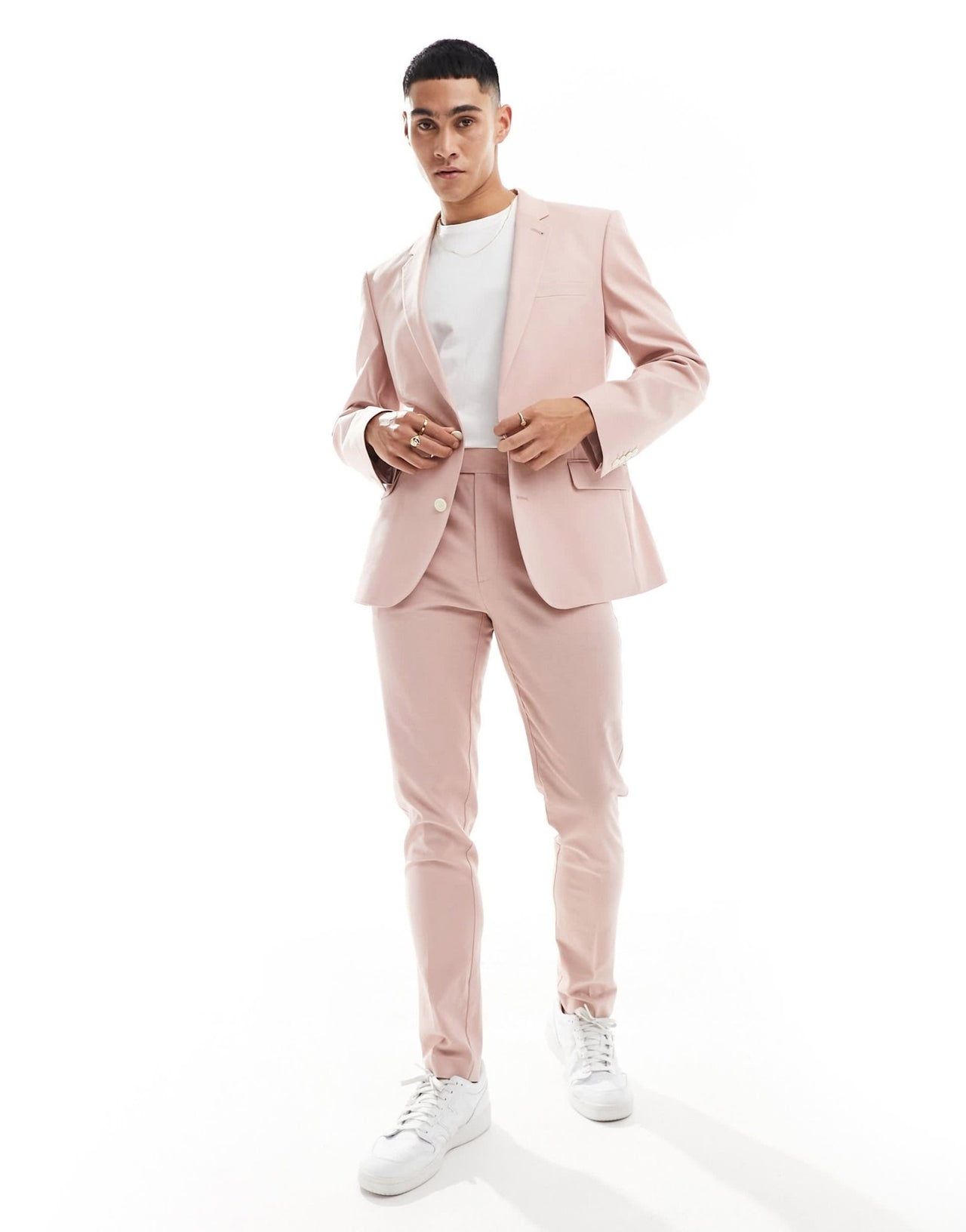 ASOS DESIGN skinny with linen suit jacket in pink - ASOS Sample Sale EU Store