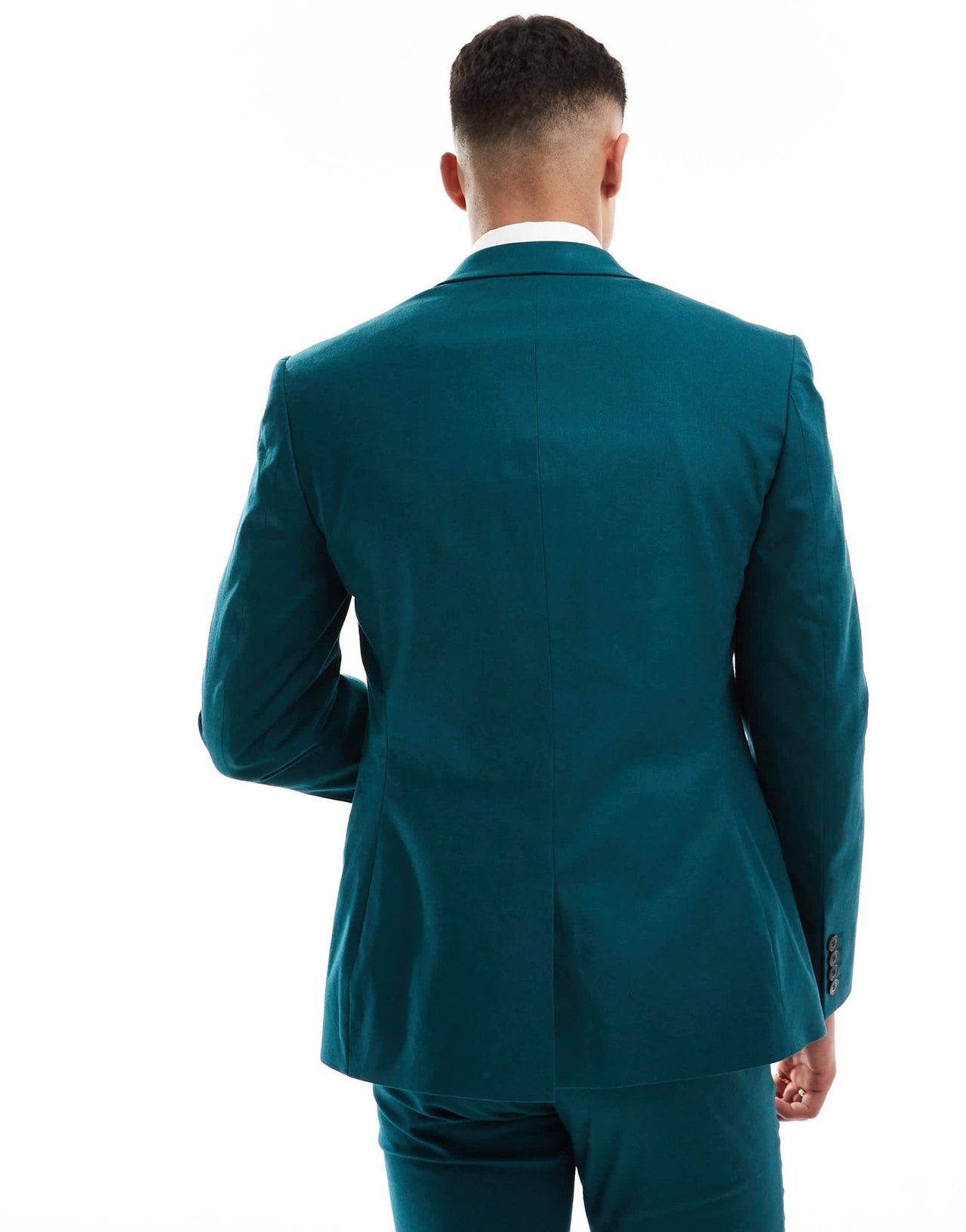 ASOS DESIGN skinny with linen suit jacket in teal green - ASOS Sample Sale EU Store