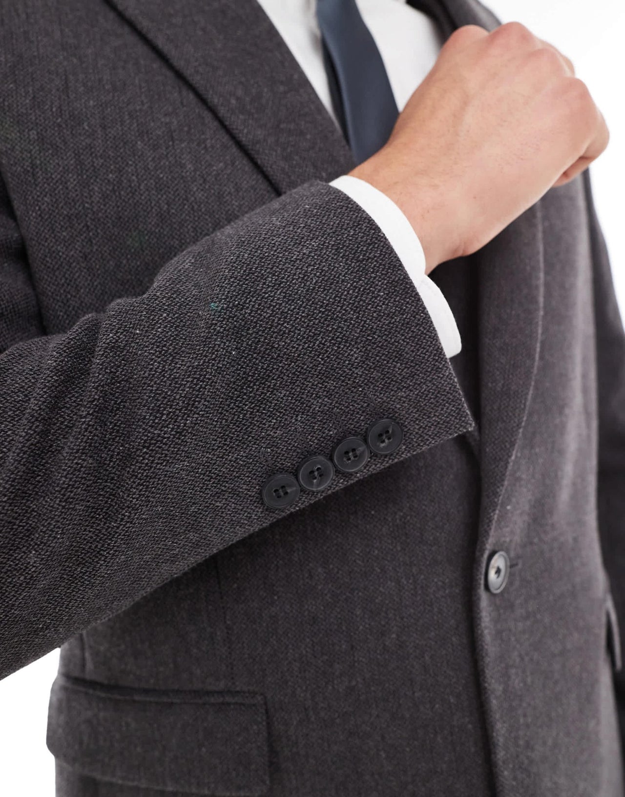 ASOS DESIGN skinny wool blend suit jacket in charcoal basket weave - ASOS Sample Sale EU Store
