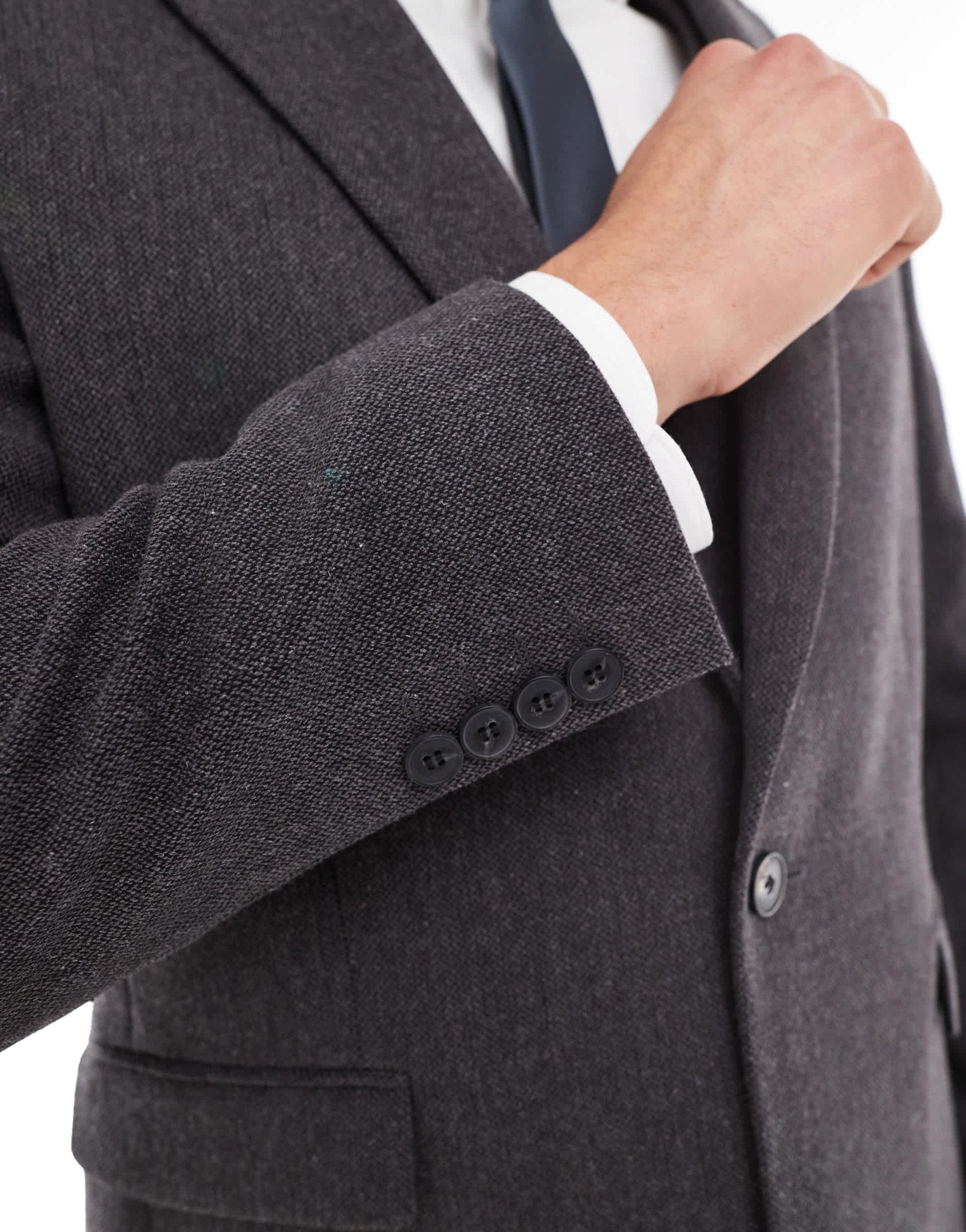 ASOS DESIGN skinny wool blend suit jacket in charcoal basket weave - ASOS Sample Sale EU Store