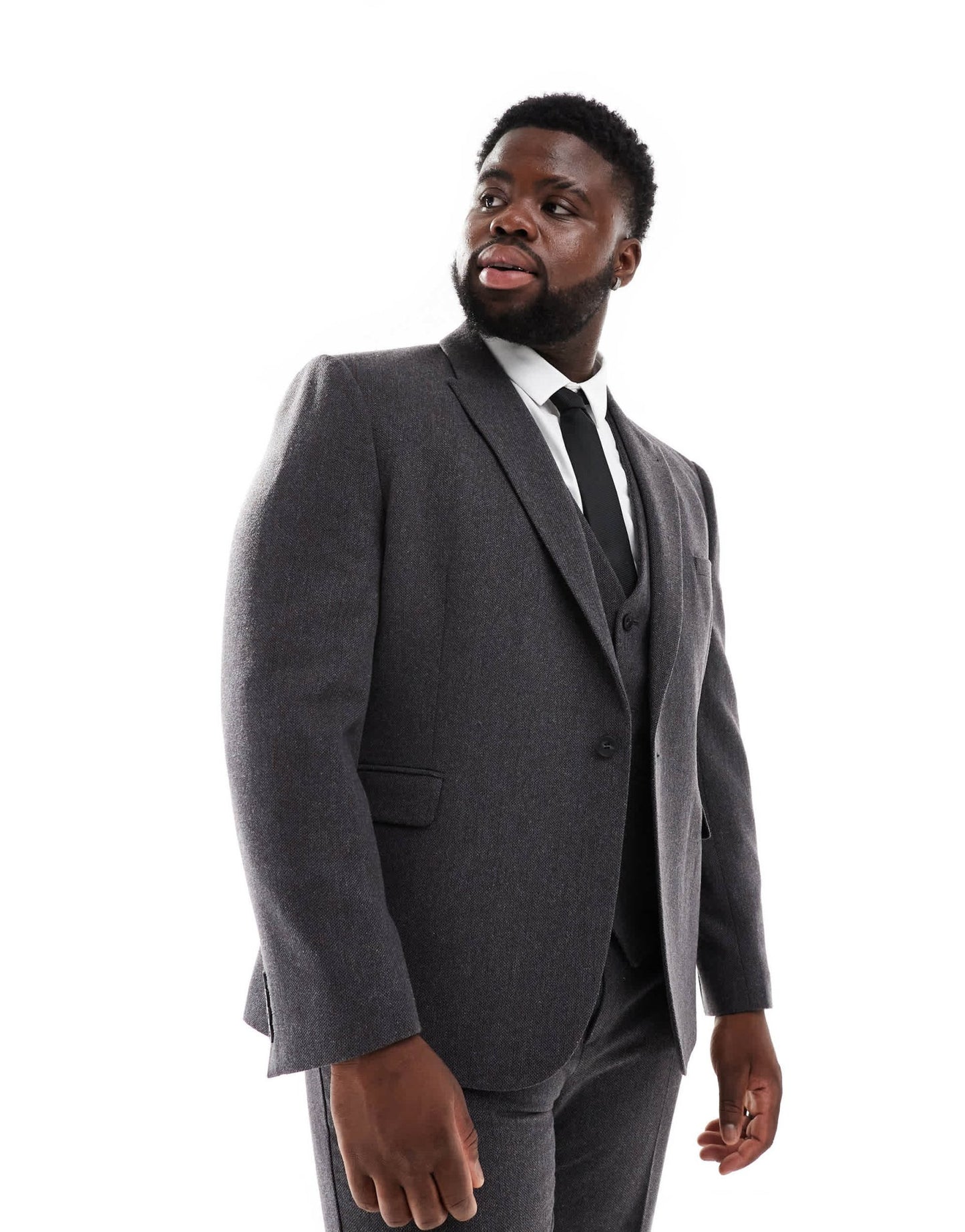 ASOS DESIGN skinny wool blend suit jacket in charcoal basket weave - ASOS Sample Sale EU Store