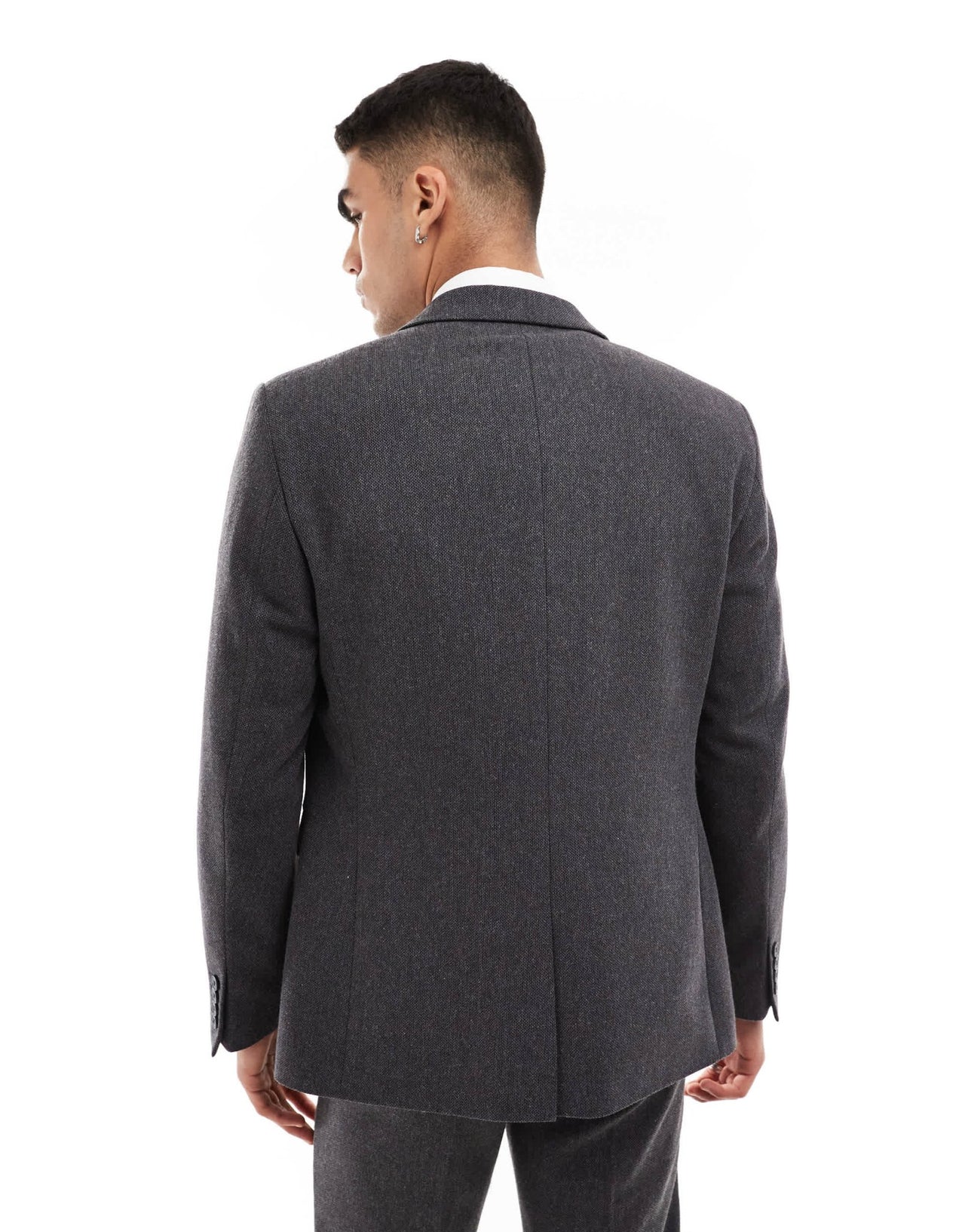ASOS DESIGN skinny wool blend suit jacket in charcoal basket weave - ASOS Sample Sale EU Store