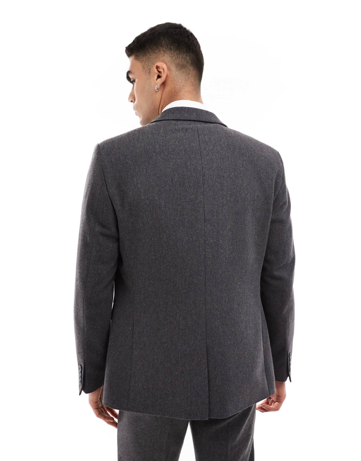 ASOS DESIGN skinny wool blend suit jacket in charcoal basket weave - ASOS Sample Sale EU Store