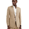 ASOS DESIGN skinny wool mix suit jacket in caramel basketweave texture