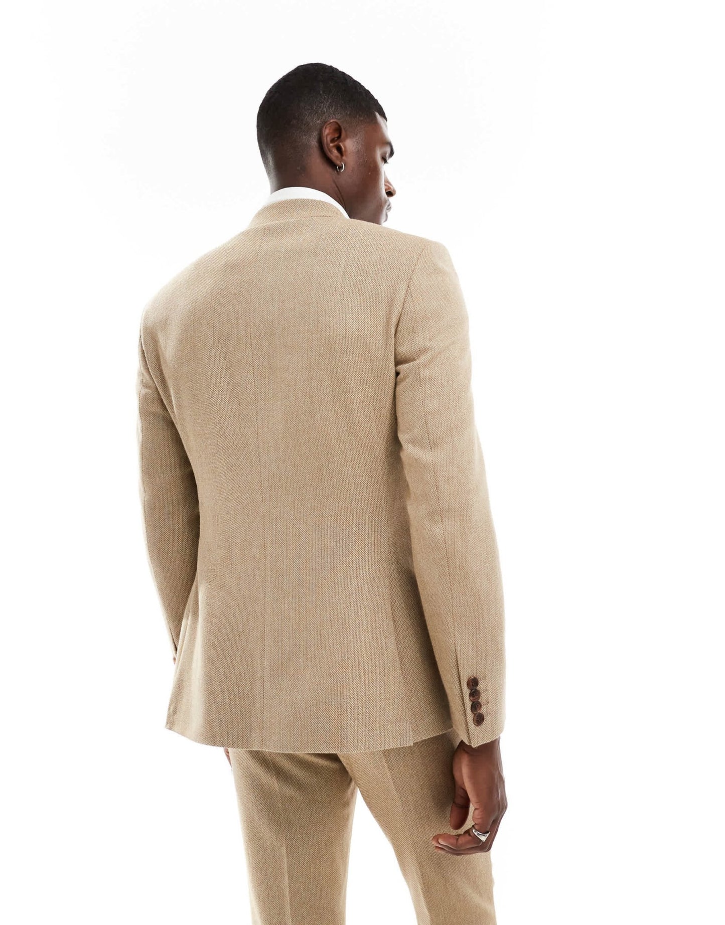 ASOS DESIGN skinny wool mix suit jacket in caramel basketweave texture - ASOS Sample Sale EU Store