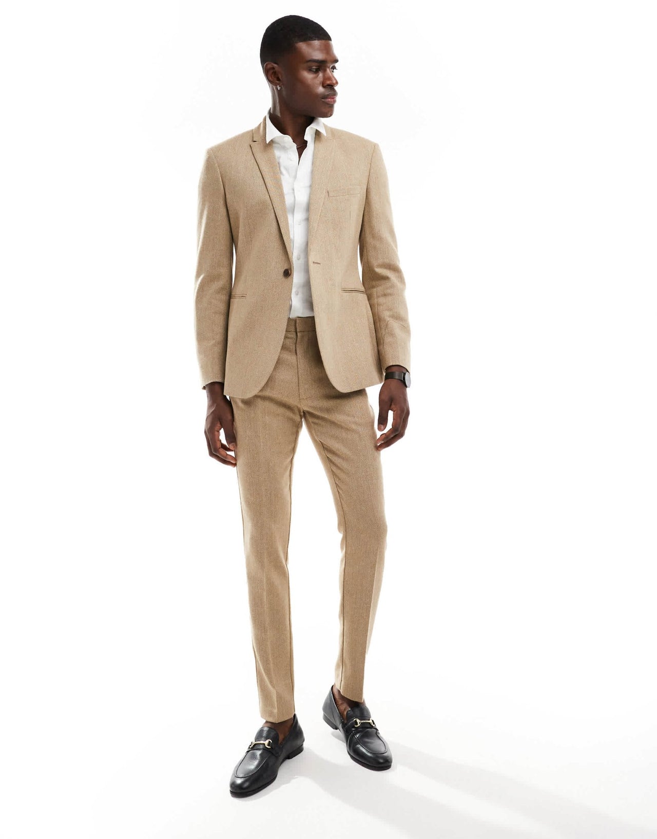 ASOS DESIGN skinny wool mix suit jacket in caramel basketweave texture - ASOS Sample Sale EU Store