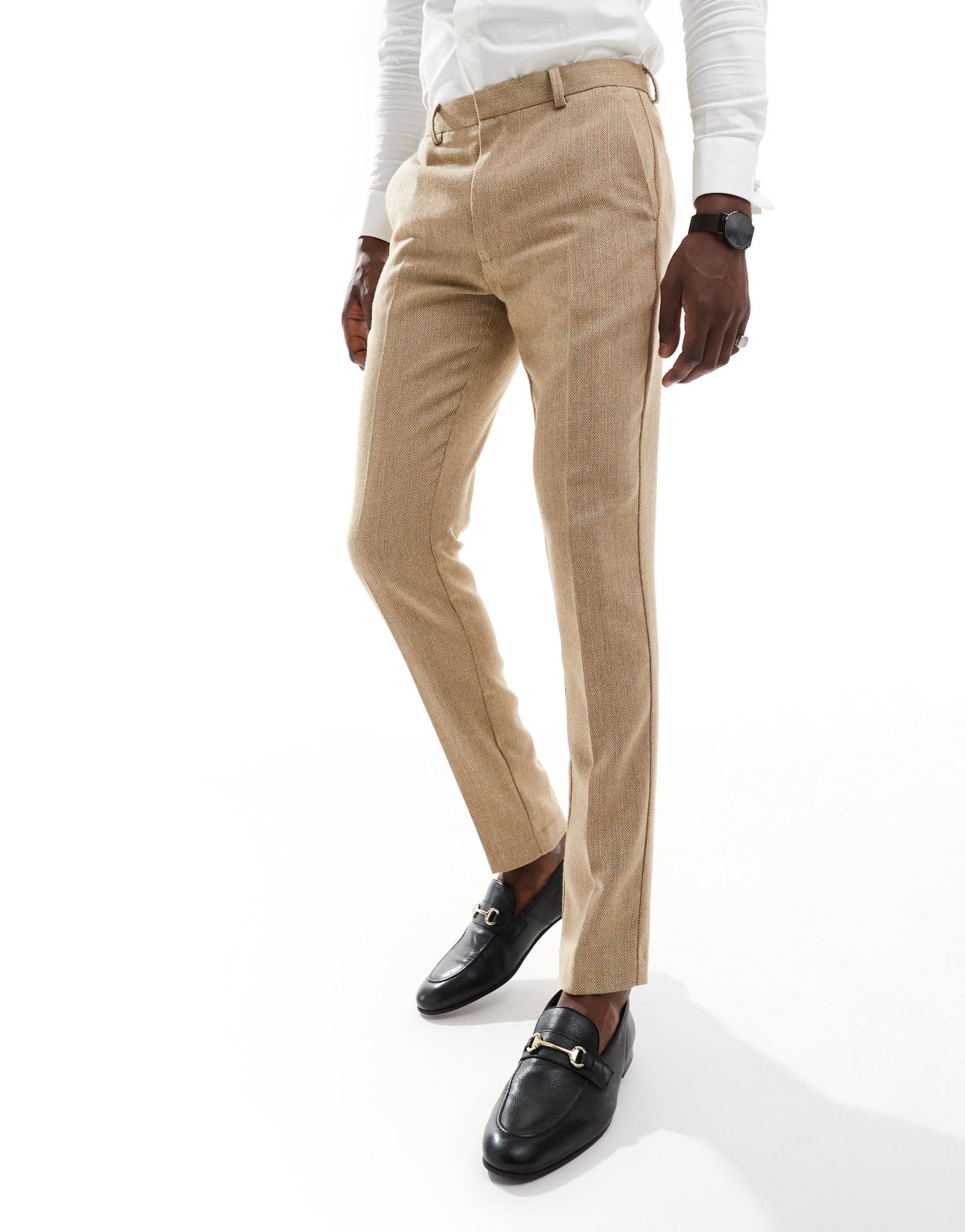 ASOS DESIGN skinny wool mix suit trouser in caramel basketweave texture - ASOS Sample Sale EU Store