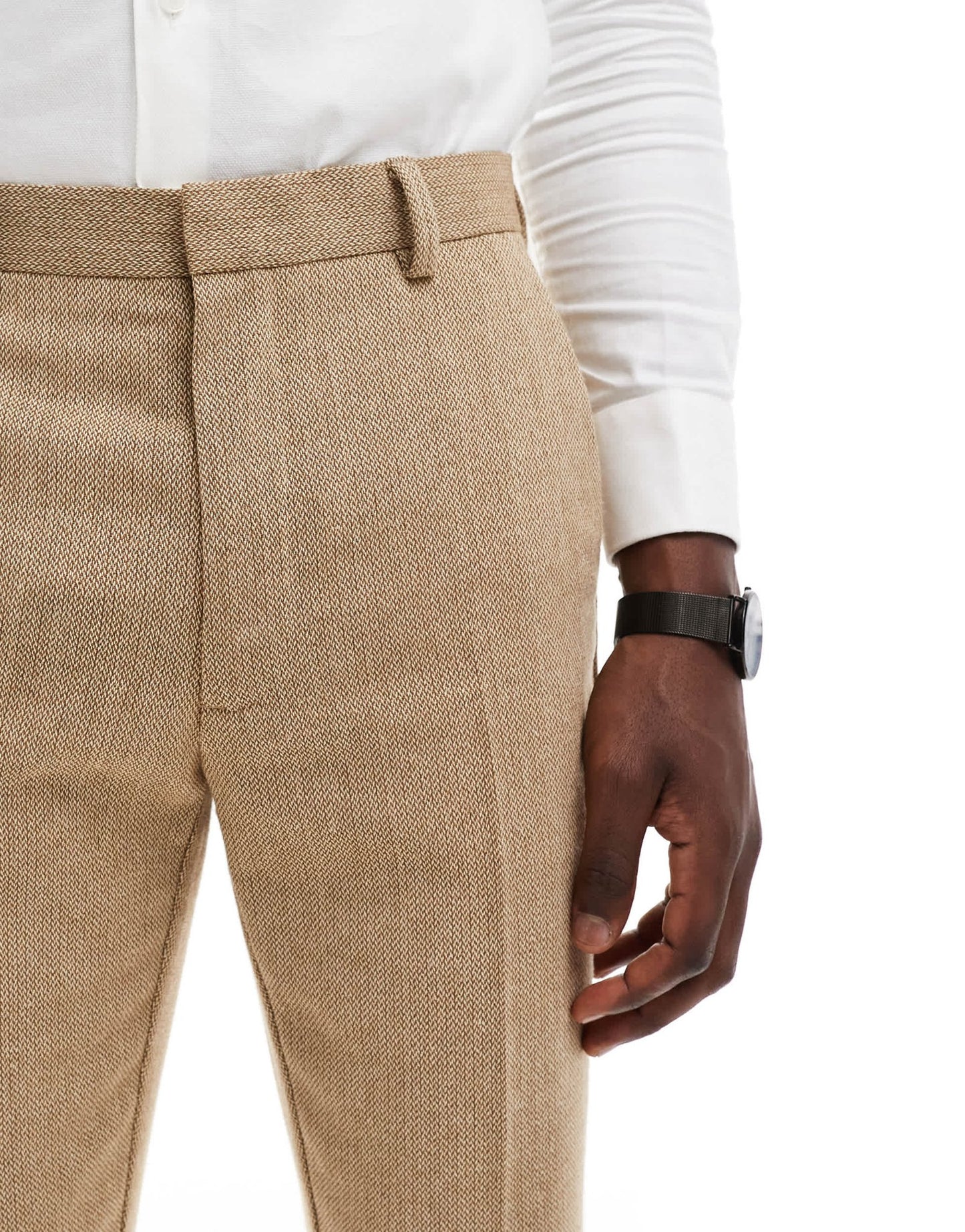 ASOS DESIGN skinny wool mix suit trouser in caramel basketweave texture - ASOS Sample Sale EU Store