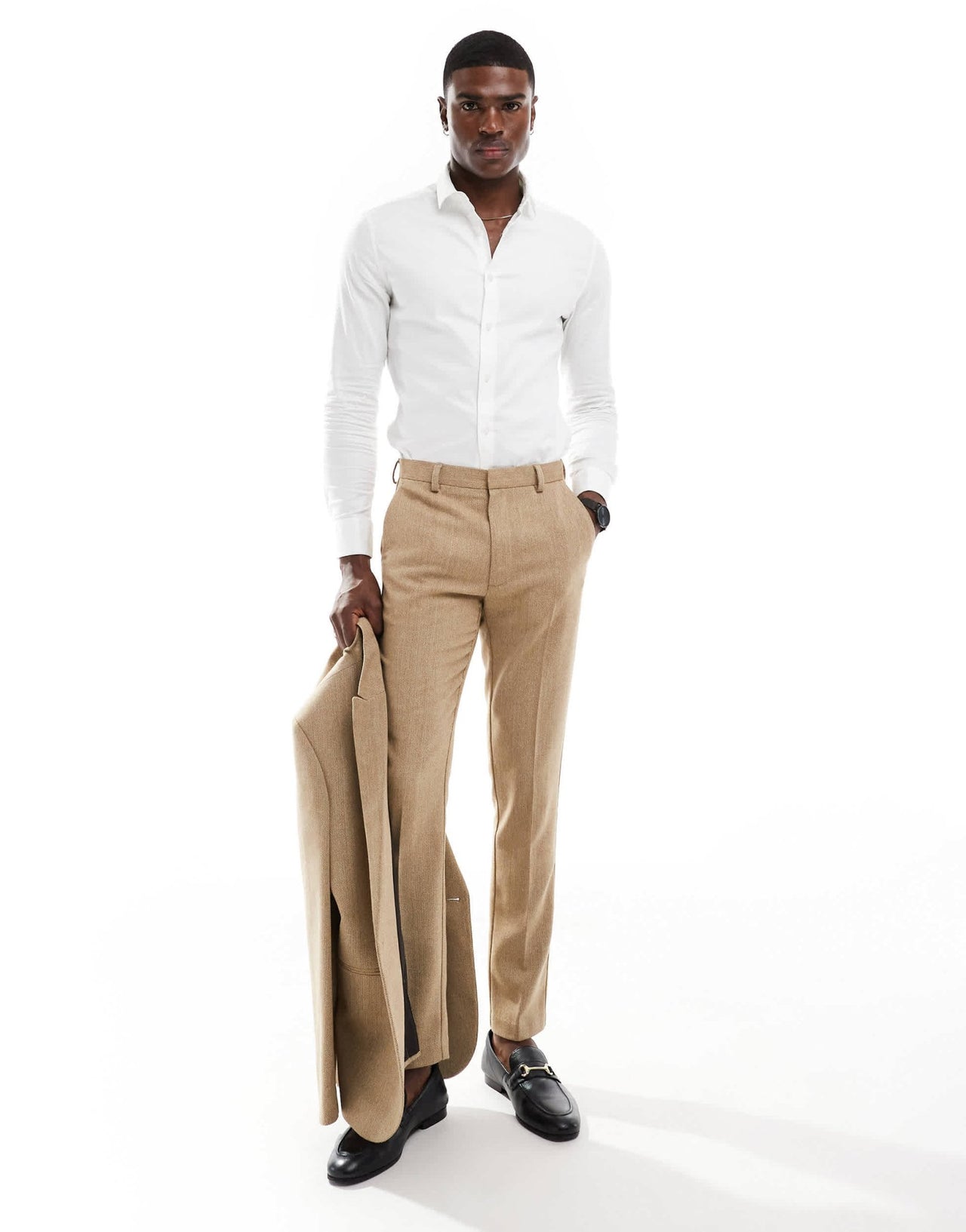 ASOS DESIGN skinny wool mix suit trouser in caramel basketweave texture - ASOS Sample Sale EU Store