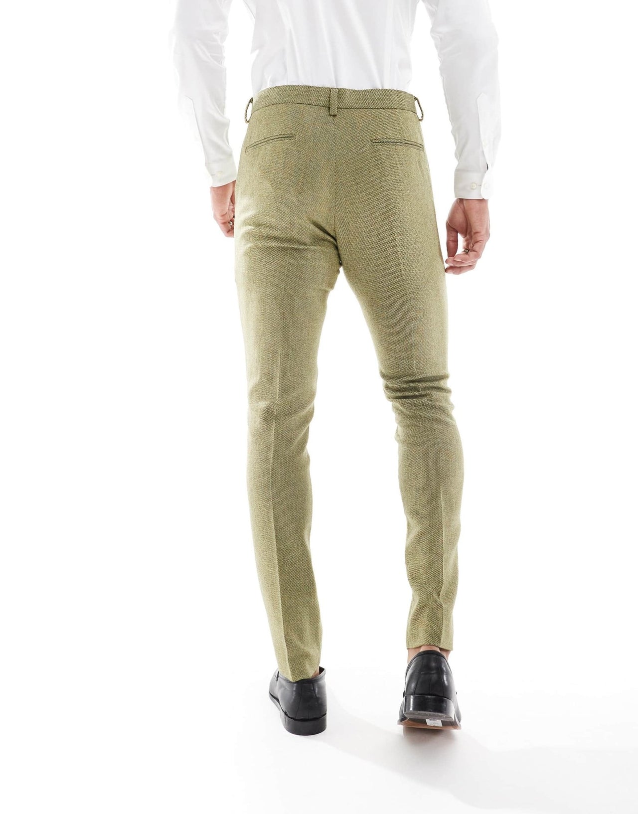 ASOS DESIGN skinny wool mix suit trouser in olive basketweave texture - ASOS Sample Sale EU Store