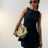 ASOS DESIGN slash neck button down dropped waist mini sundress in black