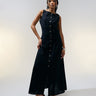 ASOS DESIGN slash neck button down waistcoat maxi dress black