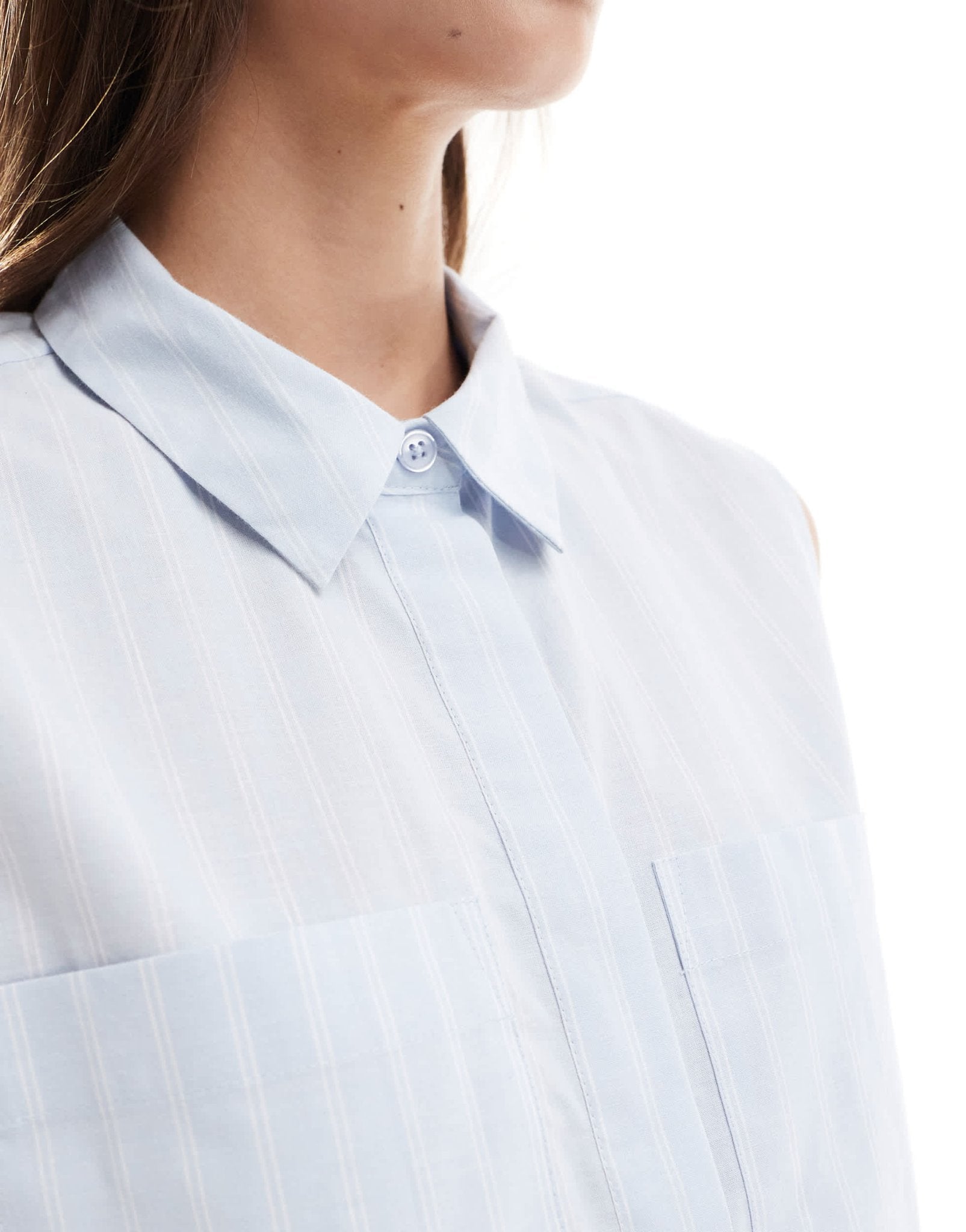 ASOS DESIGN sleeveless cropped shirt in blue and white stripe - ASOS Sample Sale EU Store