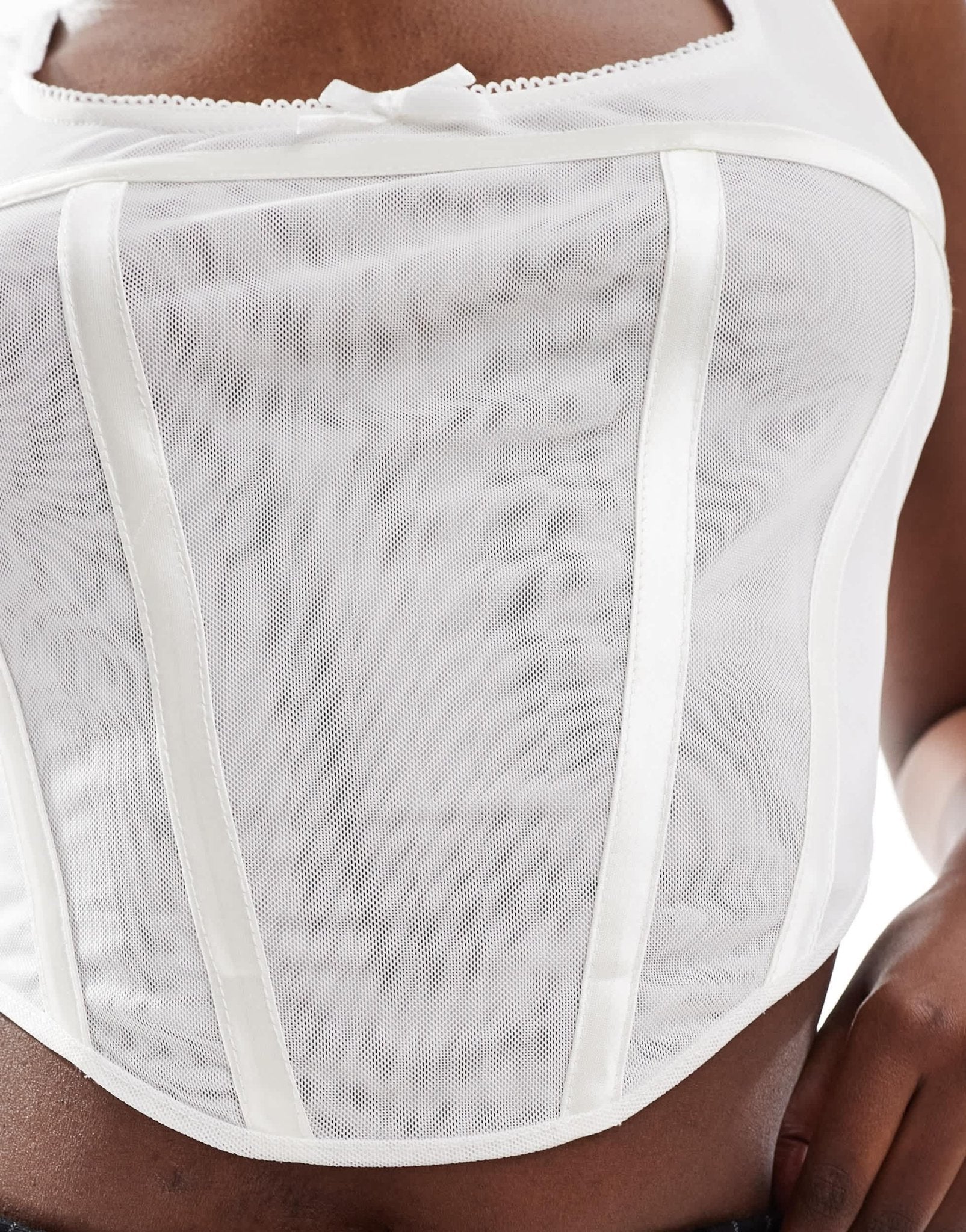 ASOS DESIGN sleeveless mesh corset top in white - ASOS Sample Sale EU Store