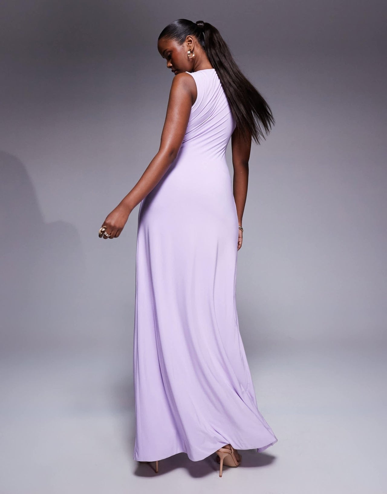 ASOS DESIGN sleeveless sarong detail maxi dress with contrast sash in lilac - ASOS Sample Sale EU Store