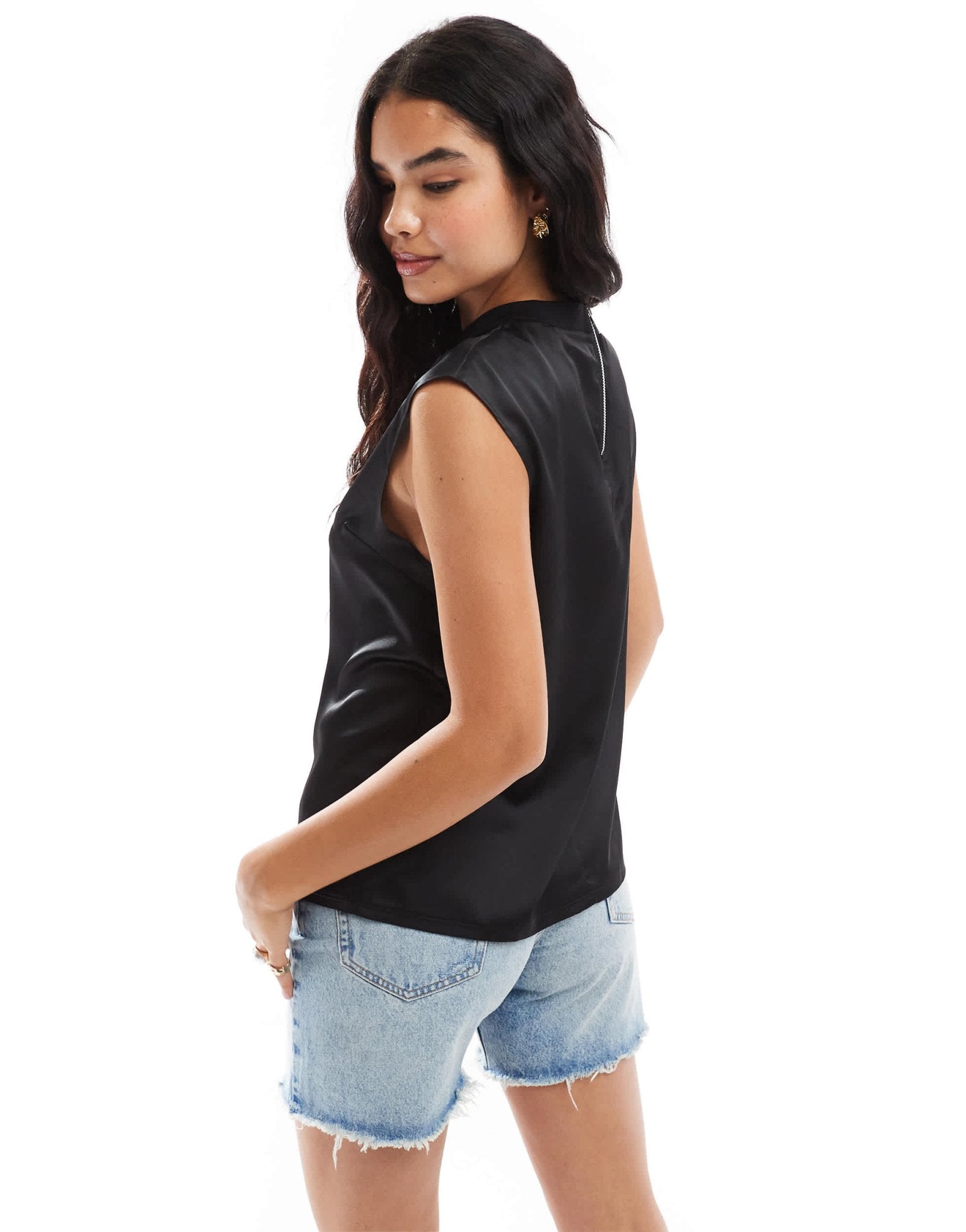 ASOS DESIGN sleeveless satin top in black - ASOS Sample Sale EU Store