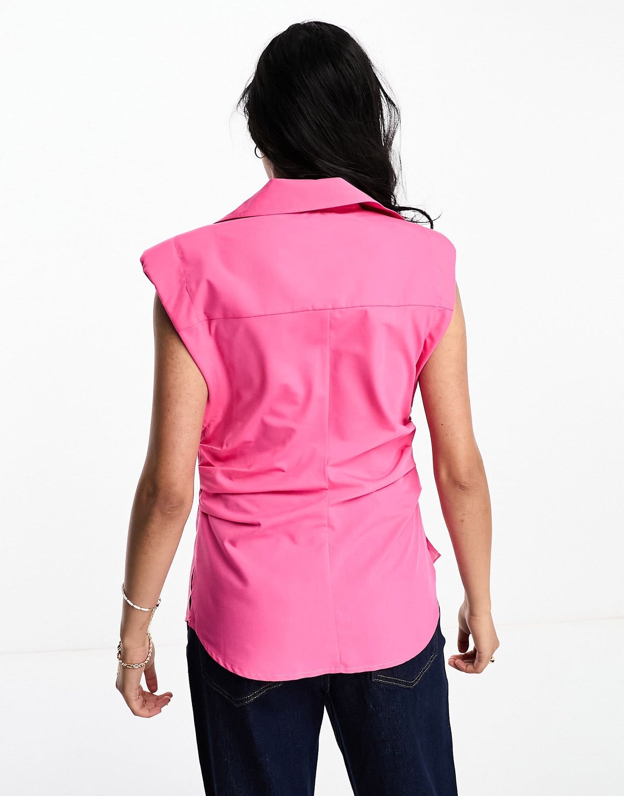 ASOS DESIGN sleeveless shirt with ruched side in hot pink - ASOS Sample Sale EU Store
