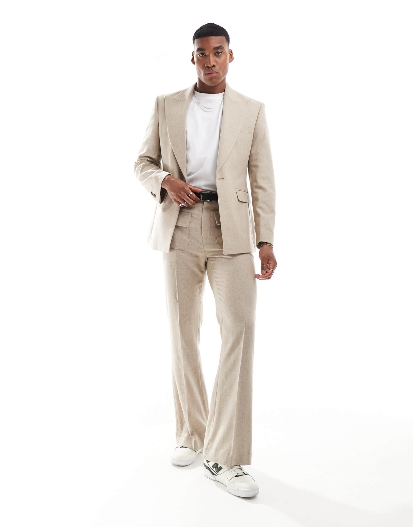 ASOS DESIGN slim 70s lapel suit jacket with wool in beige - ASOS Sample Sale EU Store
