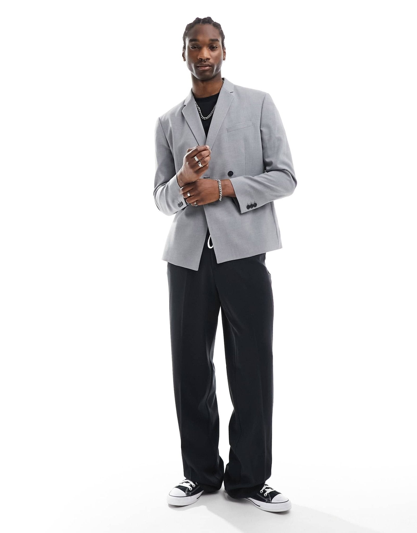 ASOS DESIGN slim double breasted suit jacket in grey - ASOS Sample Sale EU Store