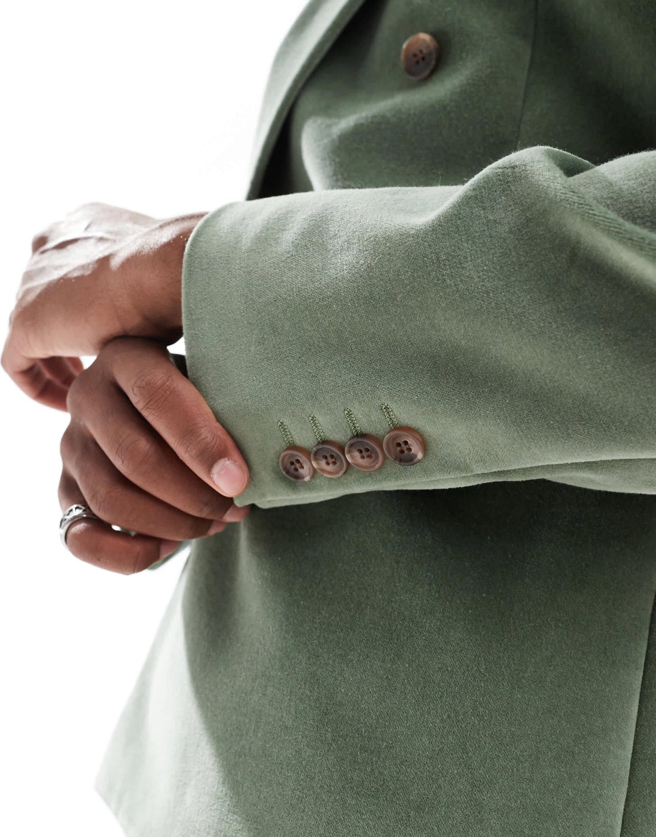 ASOS DESIGN slim double breasted suit jacket in sage green cotton velvet - ASOS Sample Sale EU Store