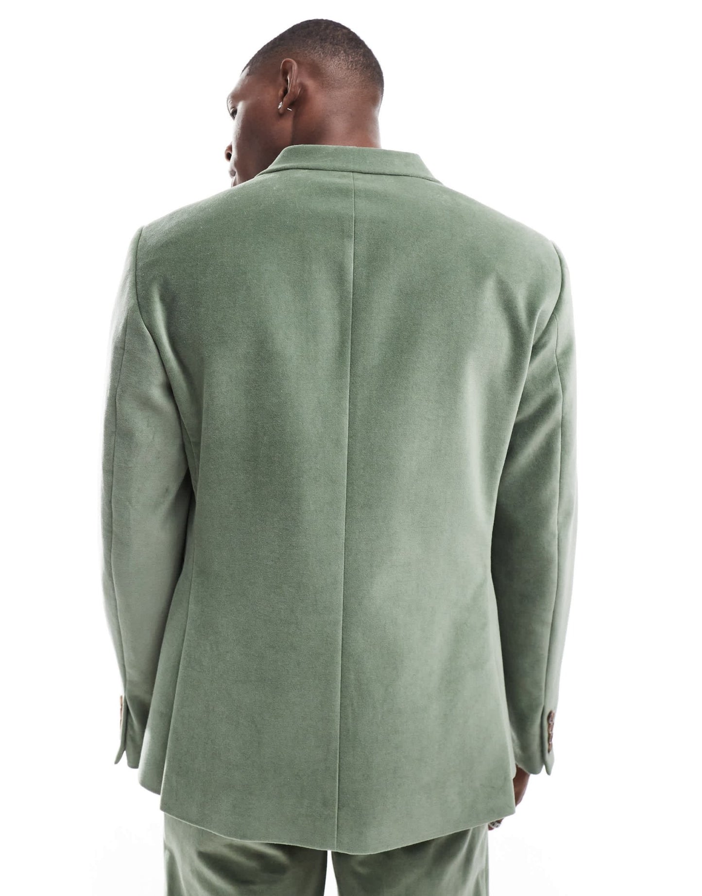 ASOS DESIGN slim double breasted suit jacket in sage green cotton velvet - ASOS Sample Sale EU Store