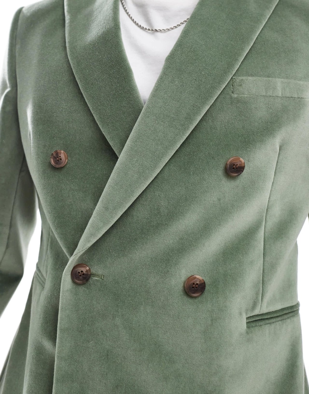 ASOS DESIGN slim double breasted suit jacket in sage green cotton velvet - ASOS Sample Sale EU Store