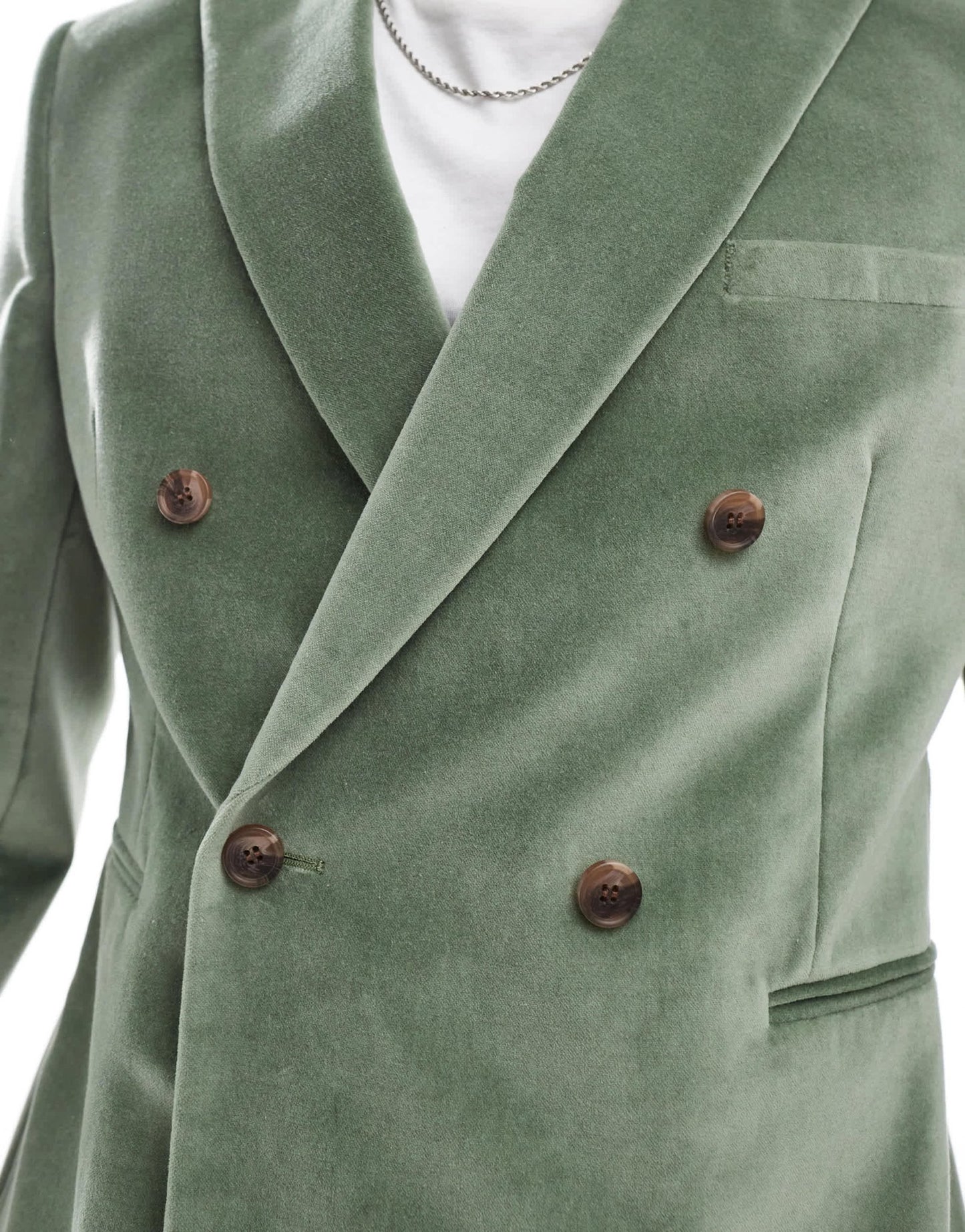 ASOS DESIGN slim double breasted suit jacket in sage green cotton velvet - ASOS Sample Sale EU Store