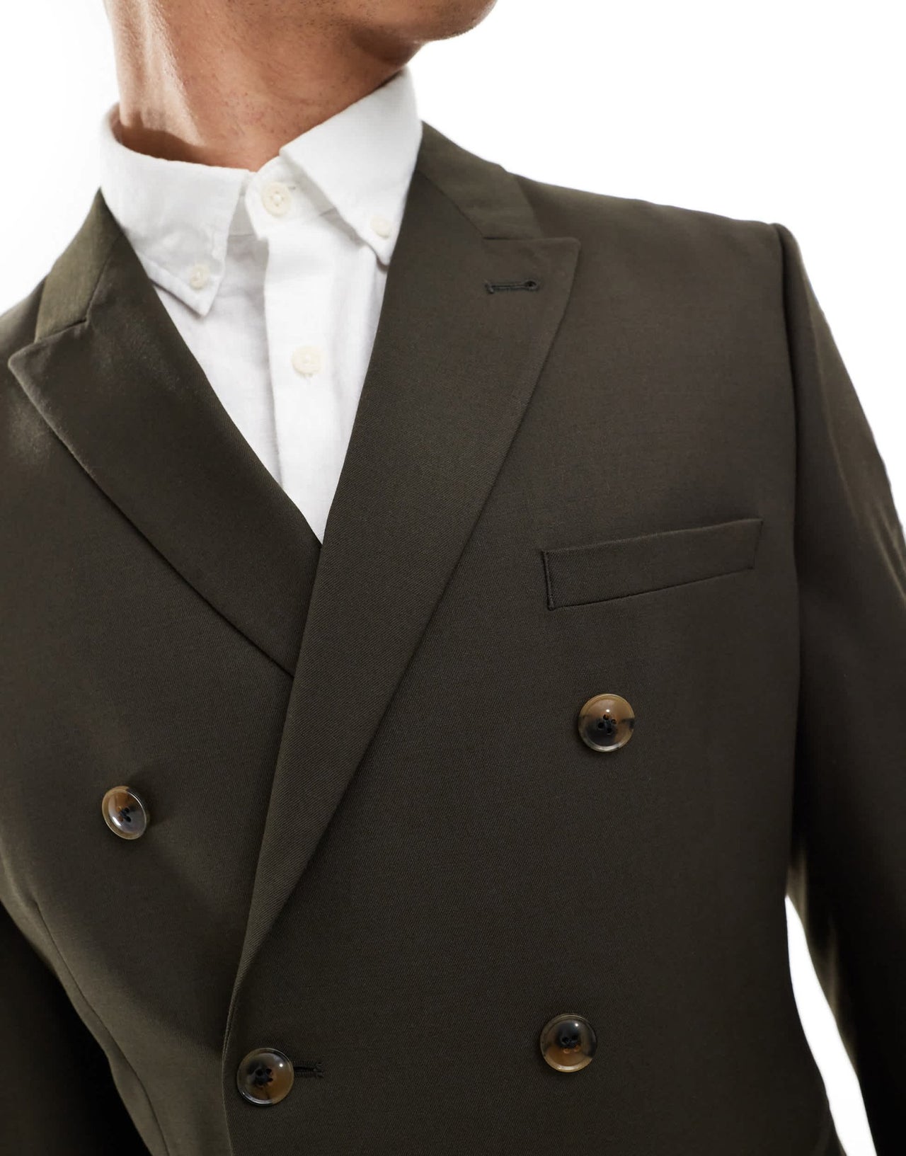 ASOS DESIGN slim fit double breasted clean wool blend suit jacket in olive - ASOS Sample Sale EU Store