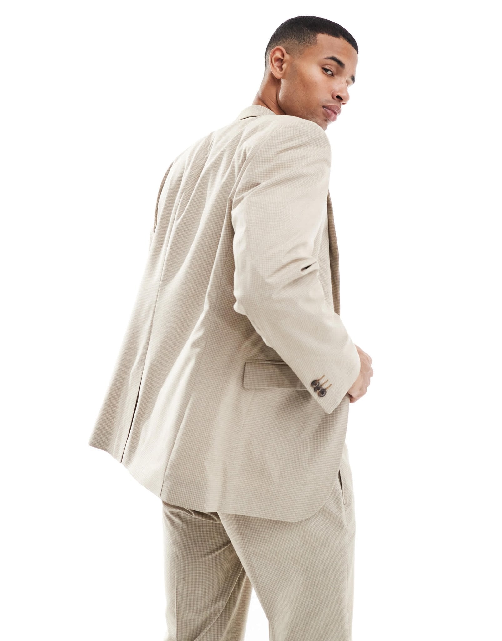 ASOS DESIGN slim fit suit jacket in neutral tonal puppytooth - ASOS Sample Sale EU Store