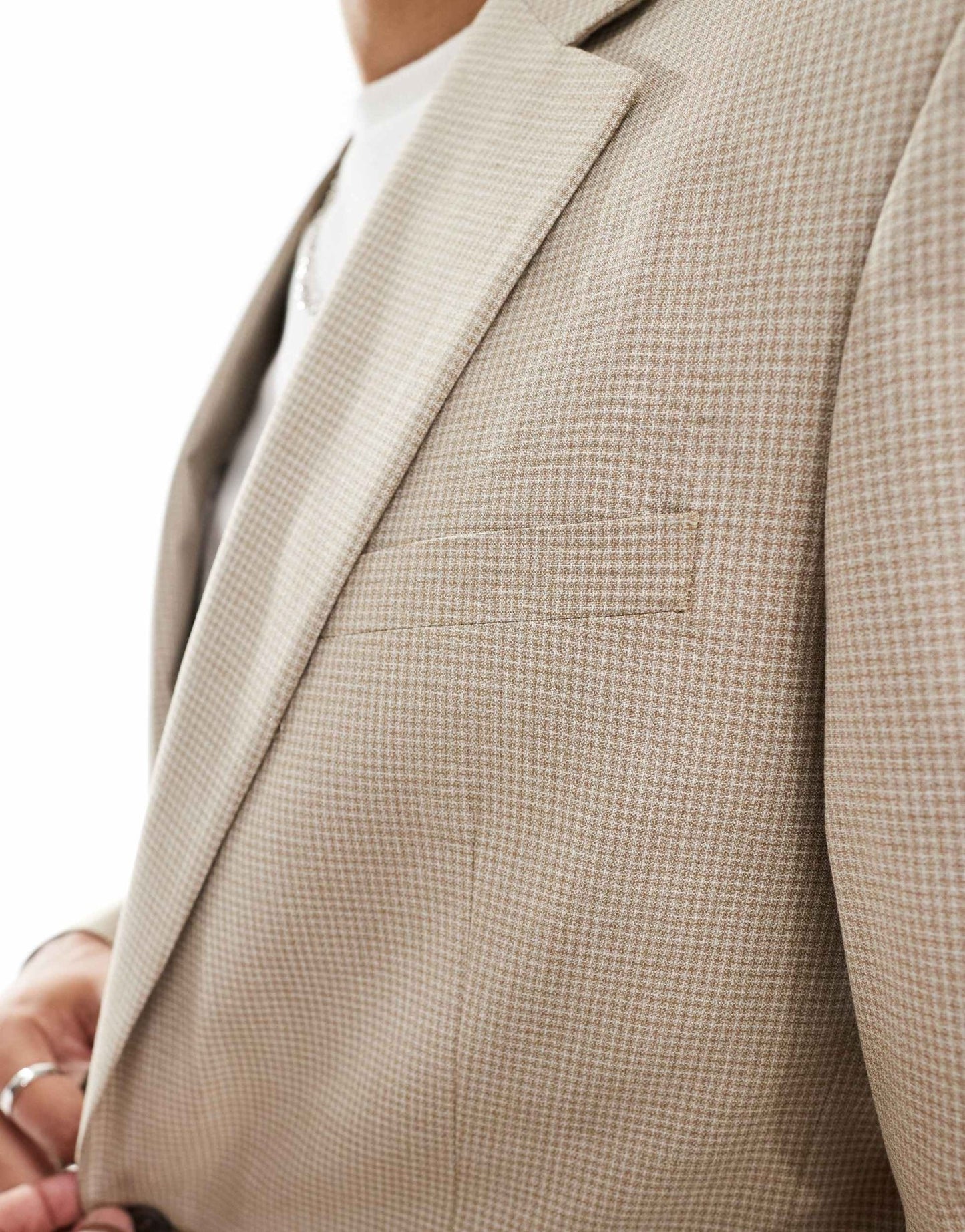 ASOS DESIGN slim fit suit jacket in neutral tonal puppytooth - ASOS Sample Sale EU Store