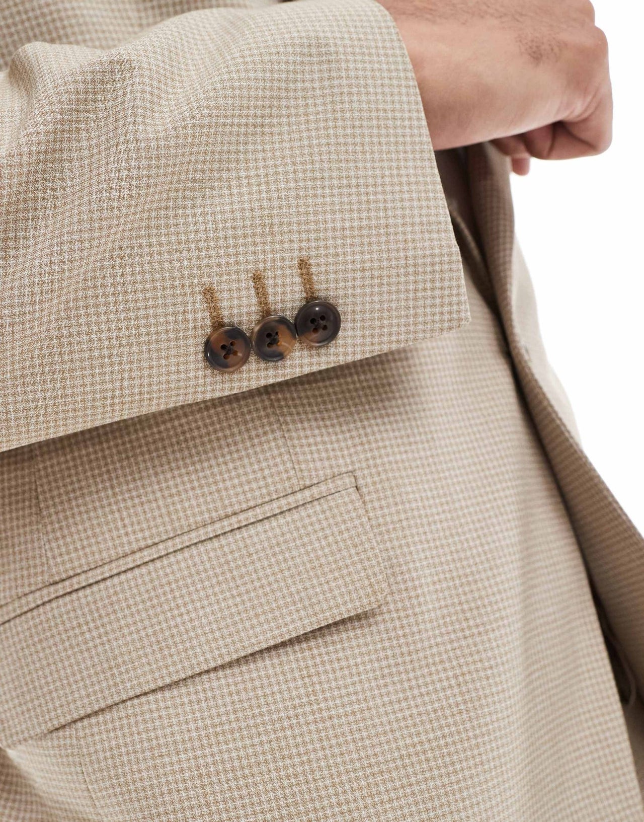 ASOS DESIGN slim fit suit jacket in neutral tonal puppytooth - ASOS Sample Sale EU Store