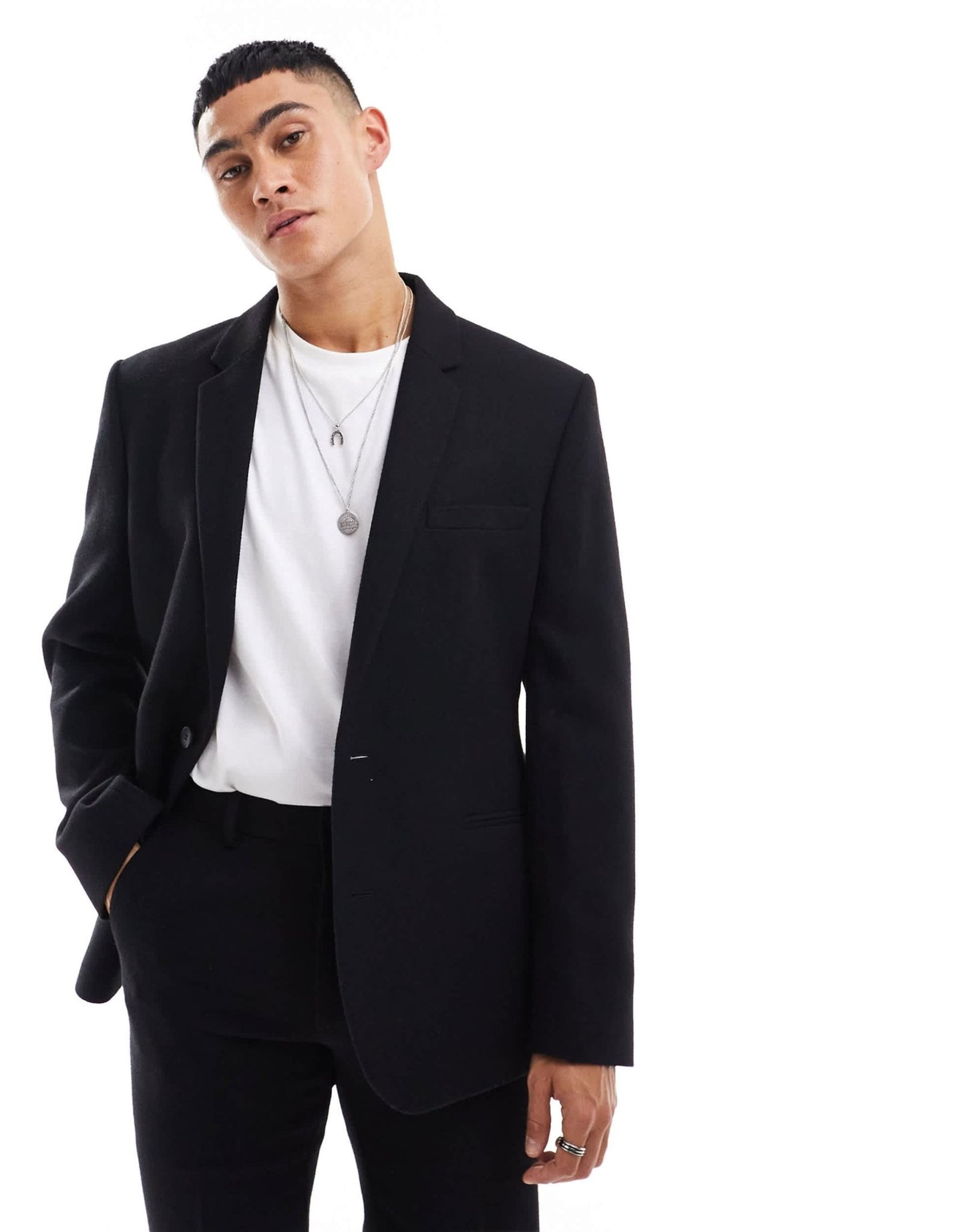 ASOS DESIGN slim fit wool mix suit jacket in black twill - ASOS Sample Sale EU Store