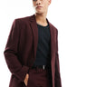 ASOS DESIGN slim fit wool mix suit jacket in burgundy twill