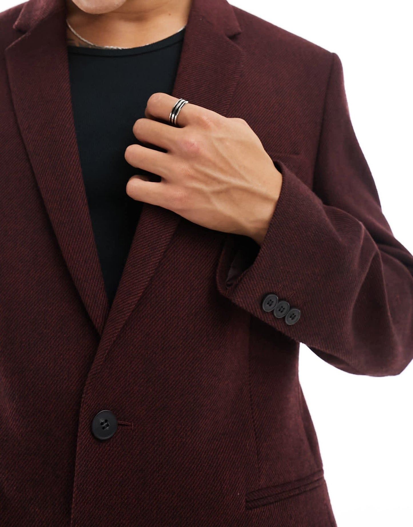 ASOS DESIGN slim fit wool mix suit jacket in burgundy twill - ASOS Sample Sale EU Store