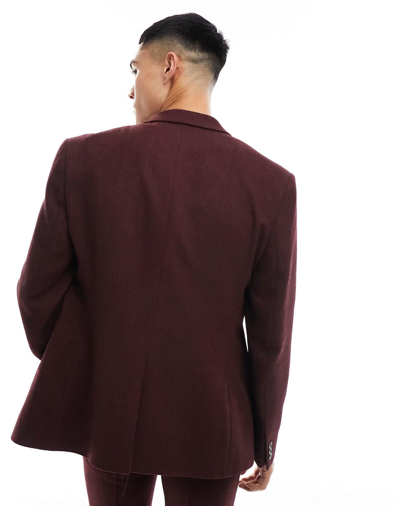 ASOS DESIGN slim fit wool mix suit jacket in burgundy twill - ASOS Sample Sale EU Store