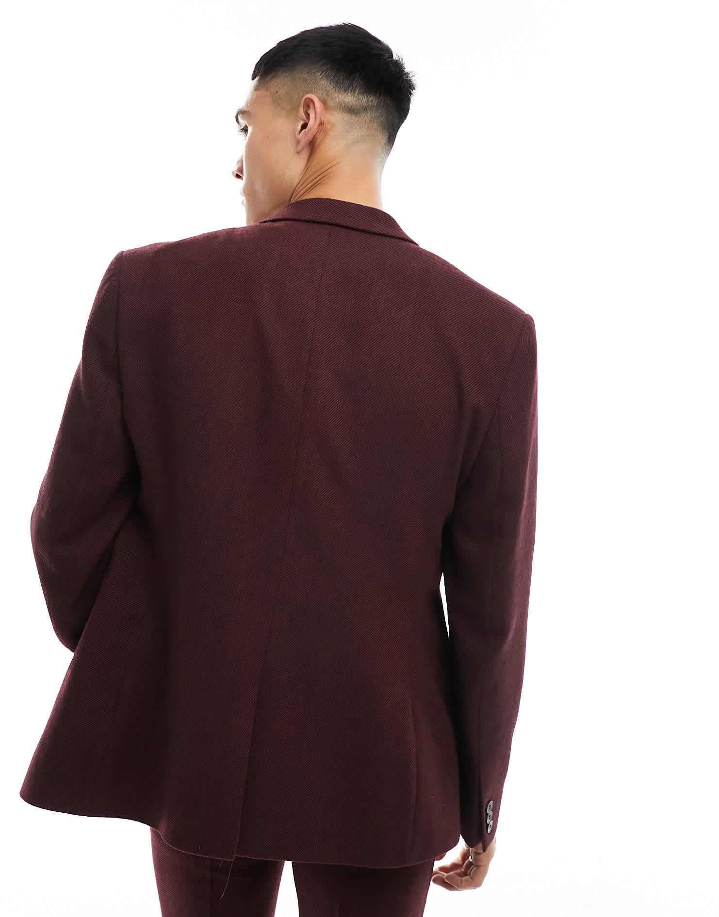 ASOS DESIGN slim fit wool mix suit jacket in burgundy twill - ASOS Sample Sale EU Store