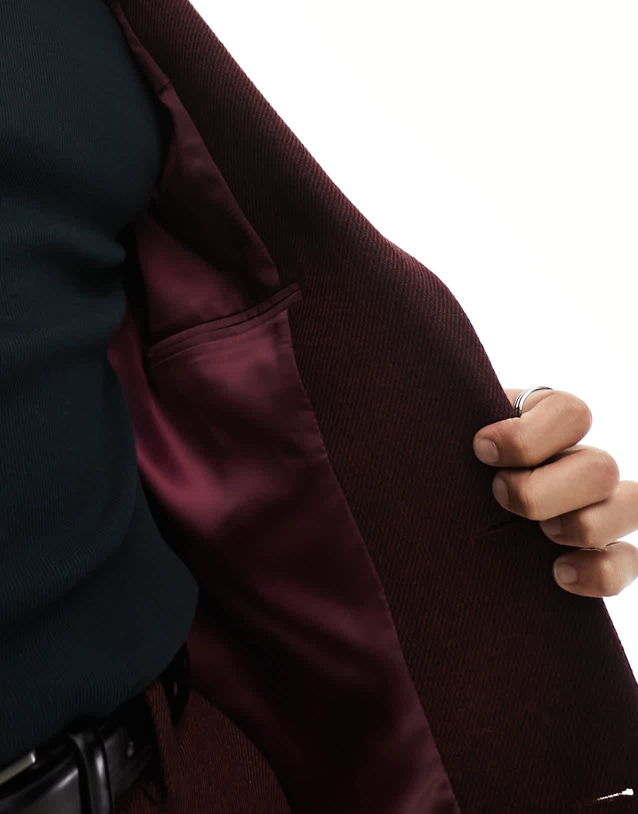 ASOS DESIGN slim fit wool mix suit jacket in burgundy twill - ASOS Sample Sale EU Store
